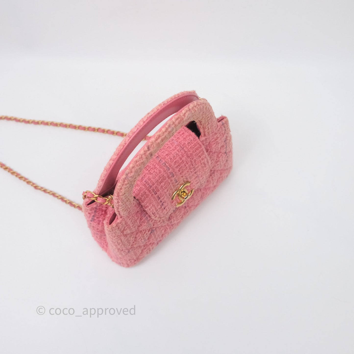 Chanel Kelly Bag Pink Tweed Aged Gold Hardware