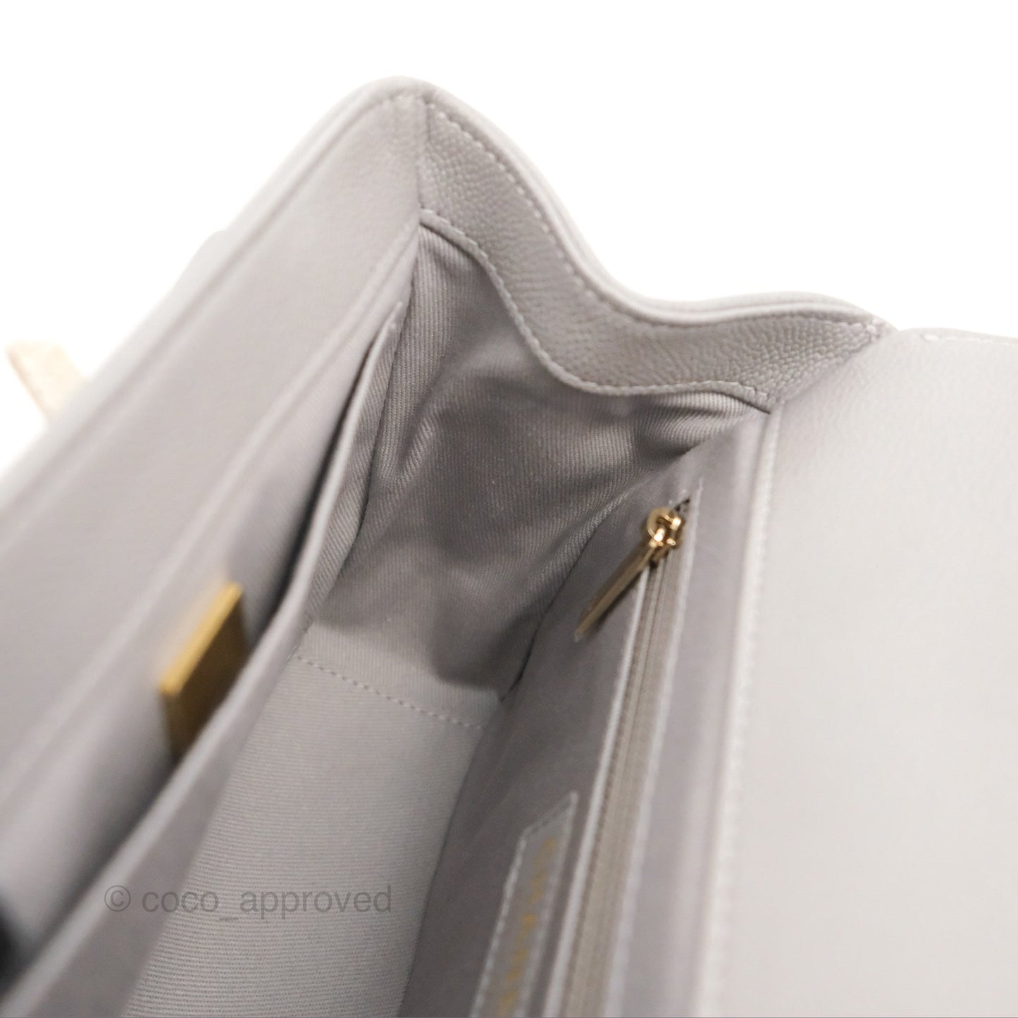Chanel Quilted Medium Business Affinity Flap Grey Caviar Gold Hardware