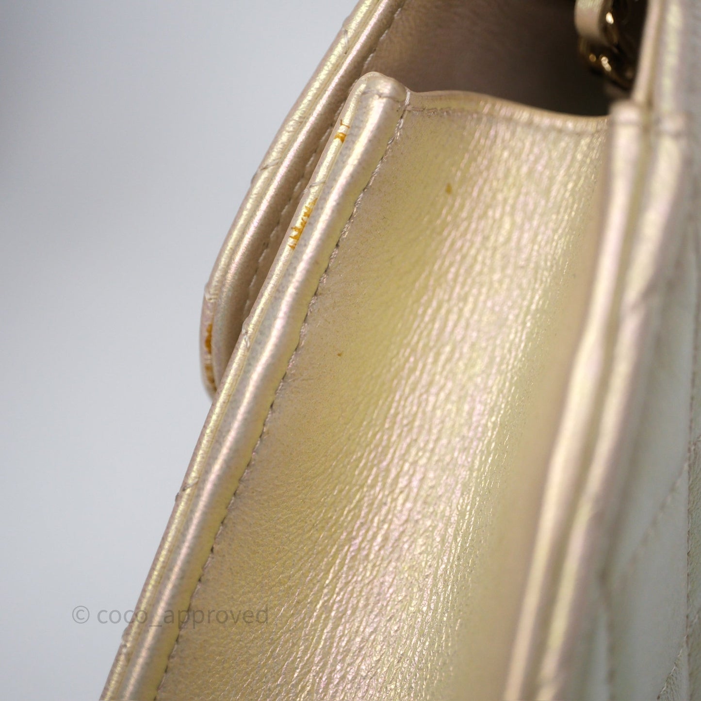 Chanel Classic Quilted Phone Holder Iridescent Pearl Lambskin