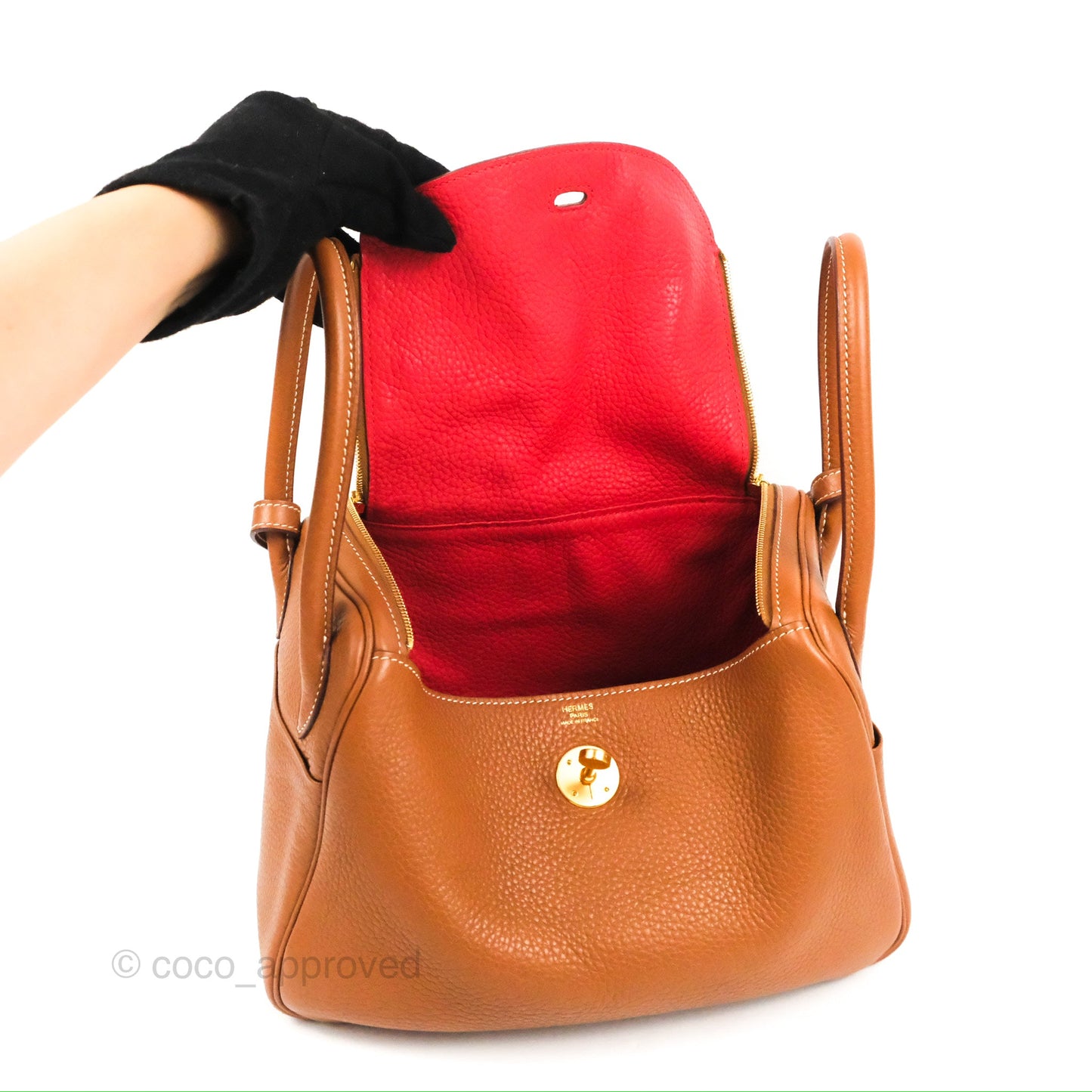 Hermès Lindy 26 Gold Verso Rouge Tomate Clemence Gold Hardware