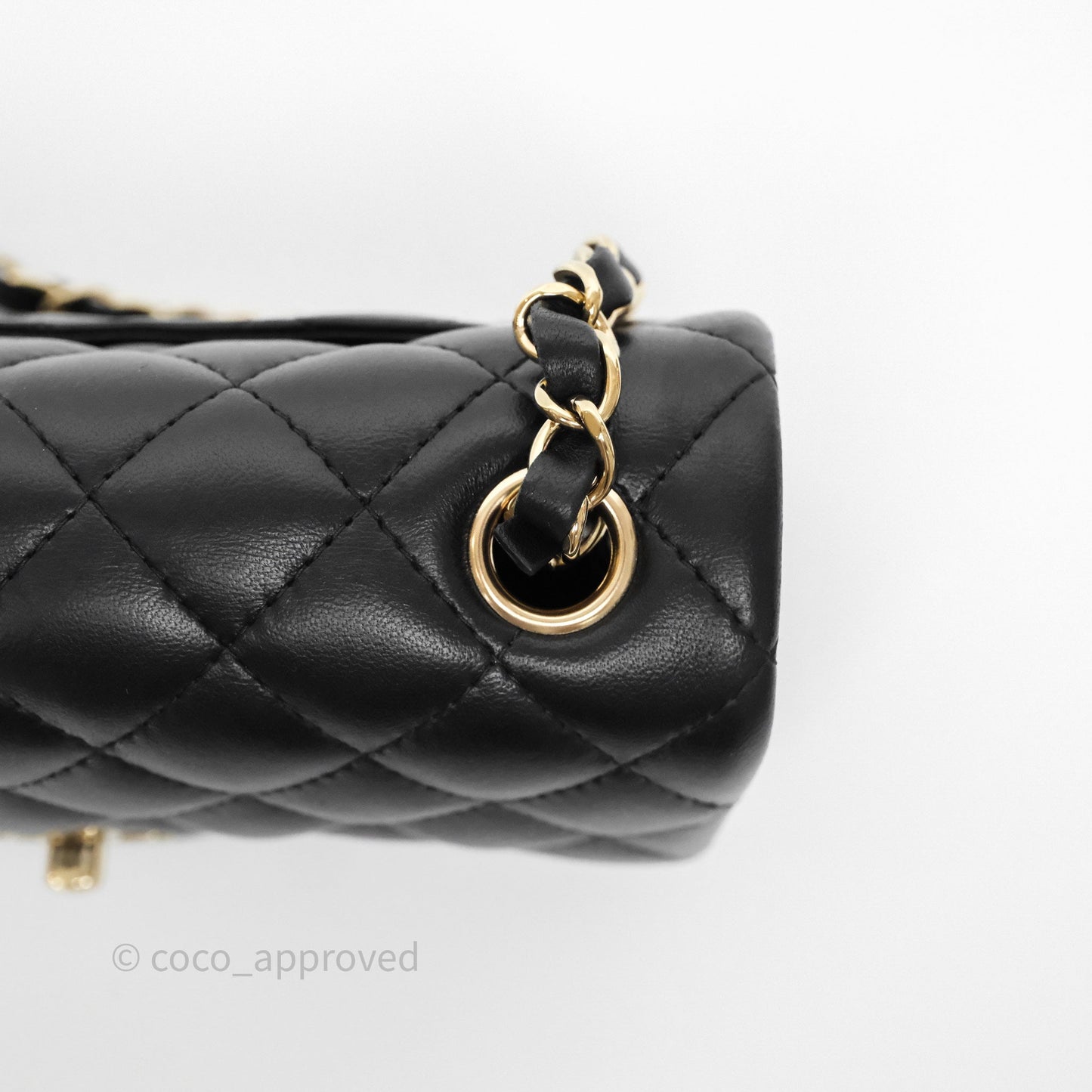 Chanel Quilted Mini Rectangular Black Lambskin Gold Hardware