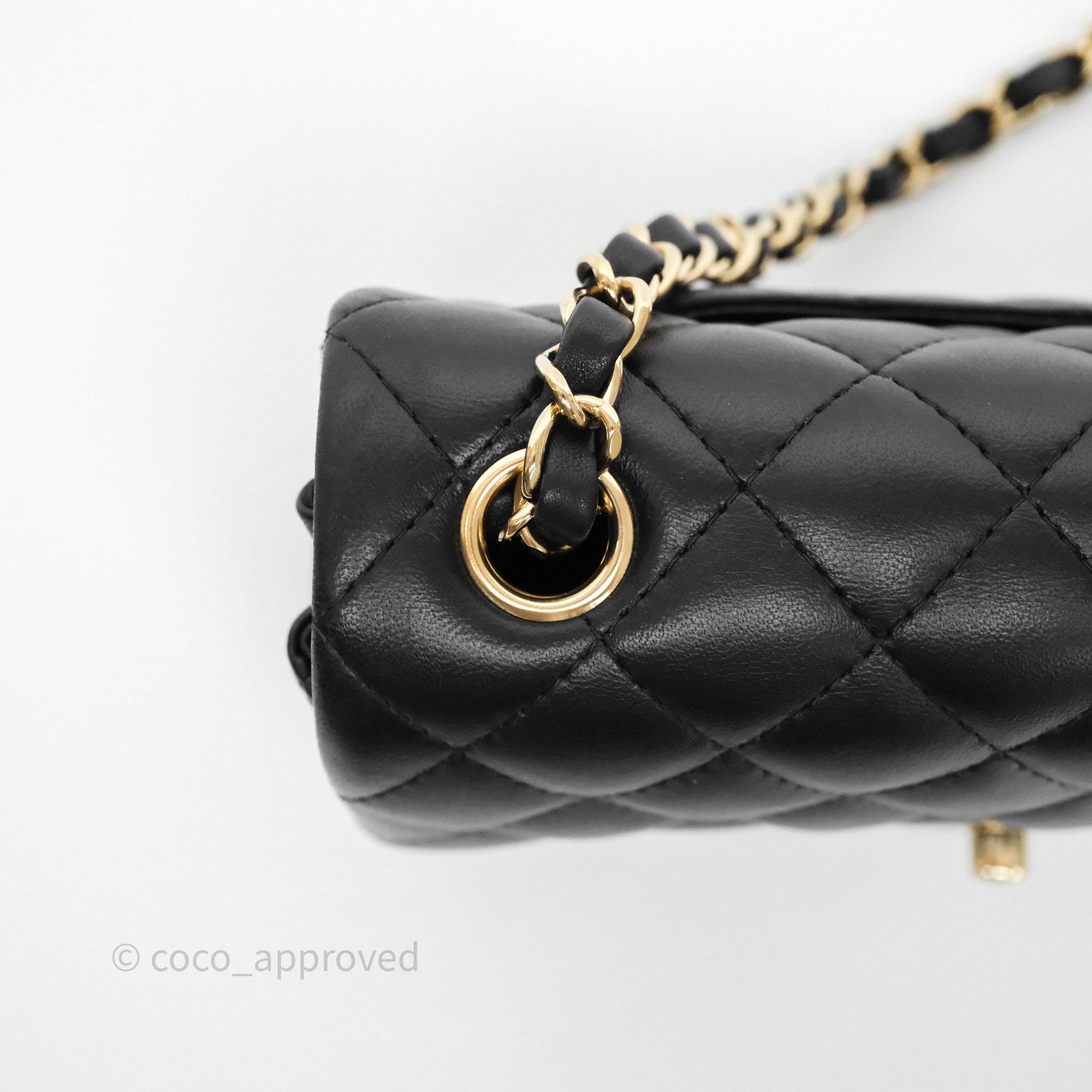 Chanel Quilted Mini Rectangular Black Lambskin Gold Hardware