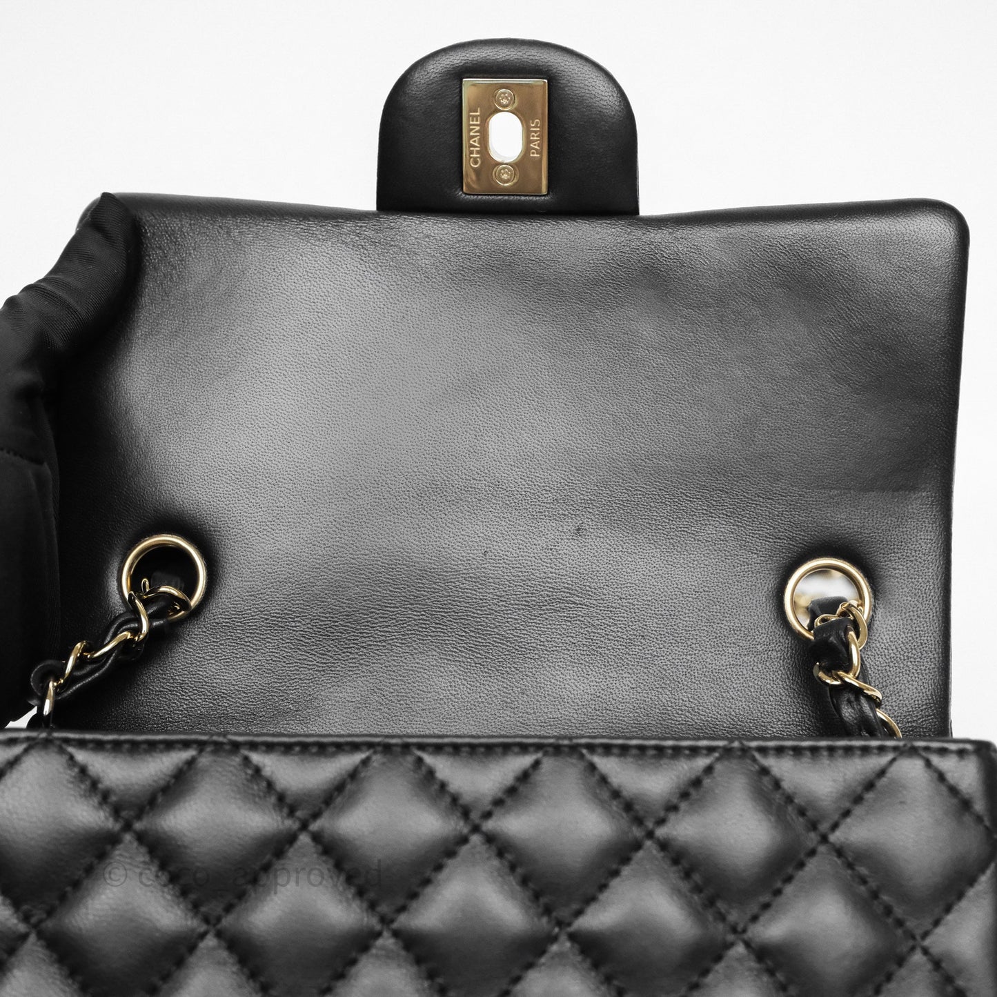 Chanel Quilted Mini Rectangular Black Lambskin Gold Hardware