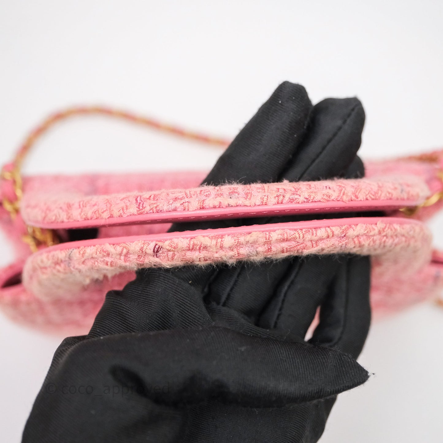 Chanel Kelly Bag Pink Tweed Aged Gold Hardware