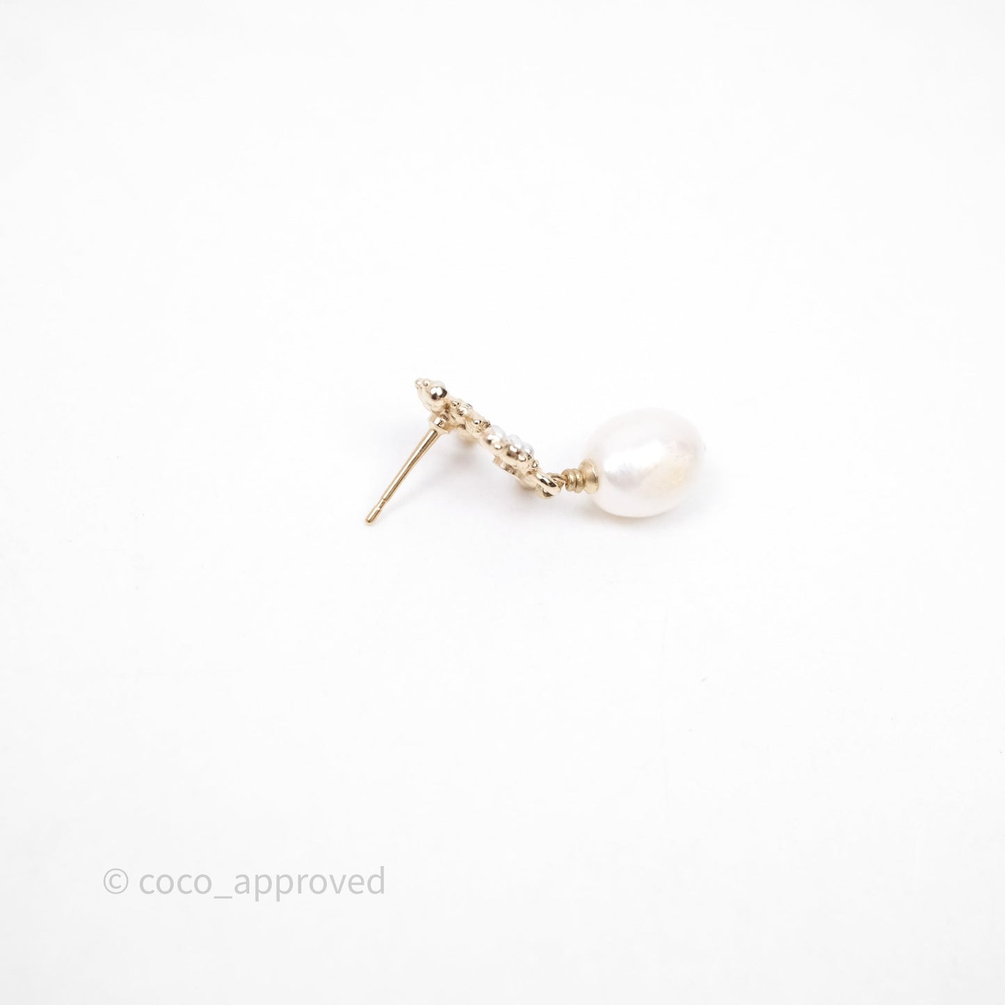 Chanel CC Crystal Pearl Drop Earrings Gold Tone 20B