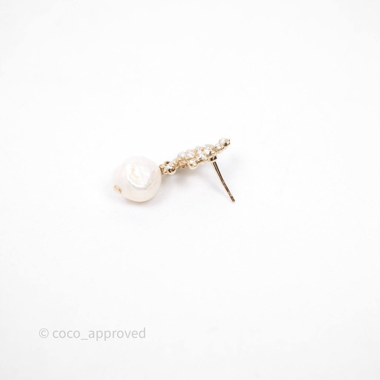 Chanel CC Crystal Pearl Drop Earrings Gold Tone 20B