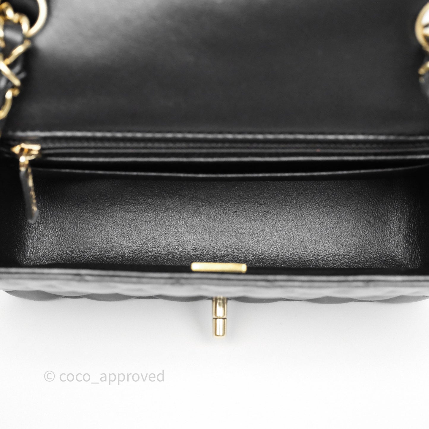 Chanel Quilted Mini Rectangular Black Lambskin Gold Hardware