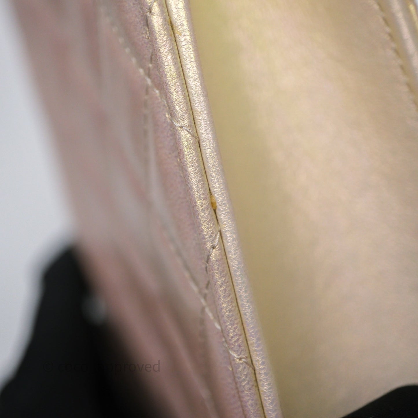 Chanel Classic Quilted Phone Holder Iridescent Pearl Lambskin