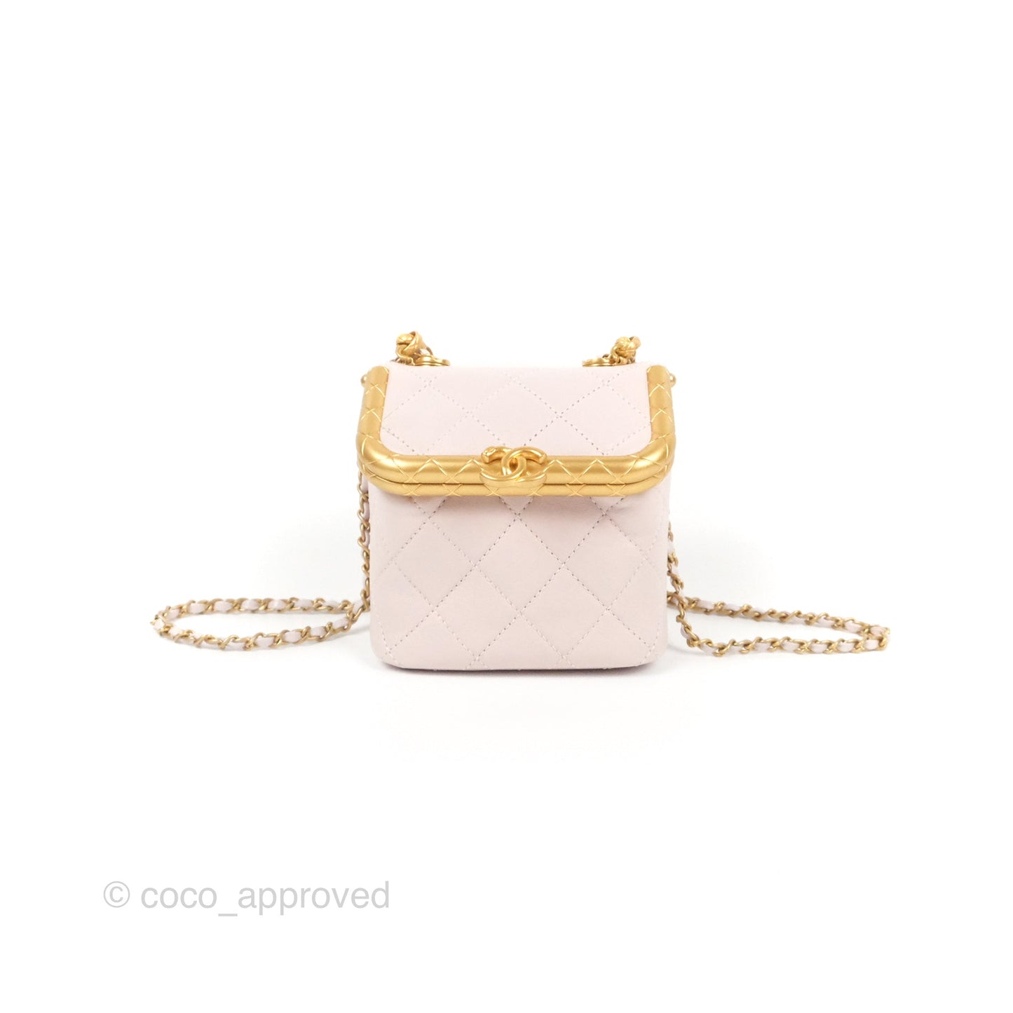 Chanel Kiss Lock Mini Vanity Pink Lambskin Gold Hardware