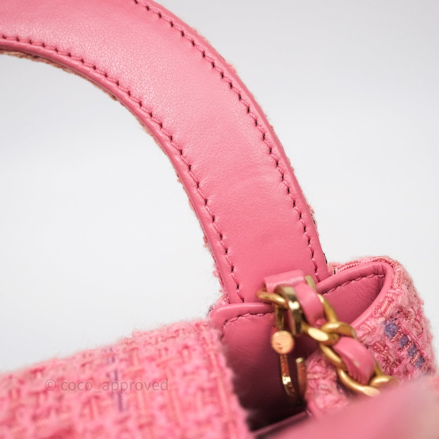 Chanel Kelly Bag Pink Tweed Aged Gold Hardware