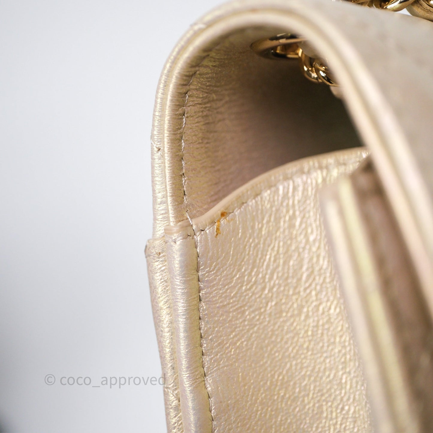 Chanel Classic Quilted Phone Holder Iridescent Pearl Lambskin