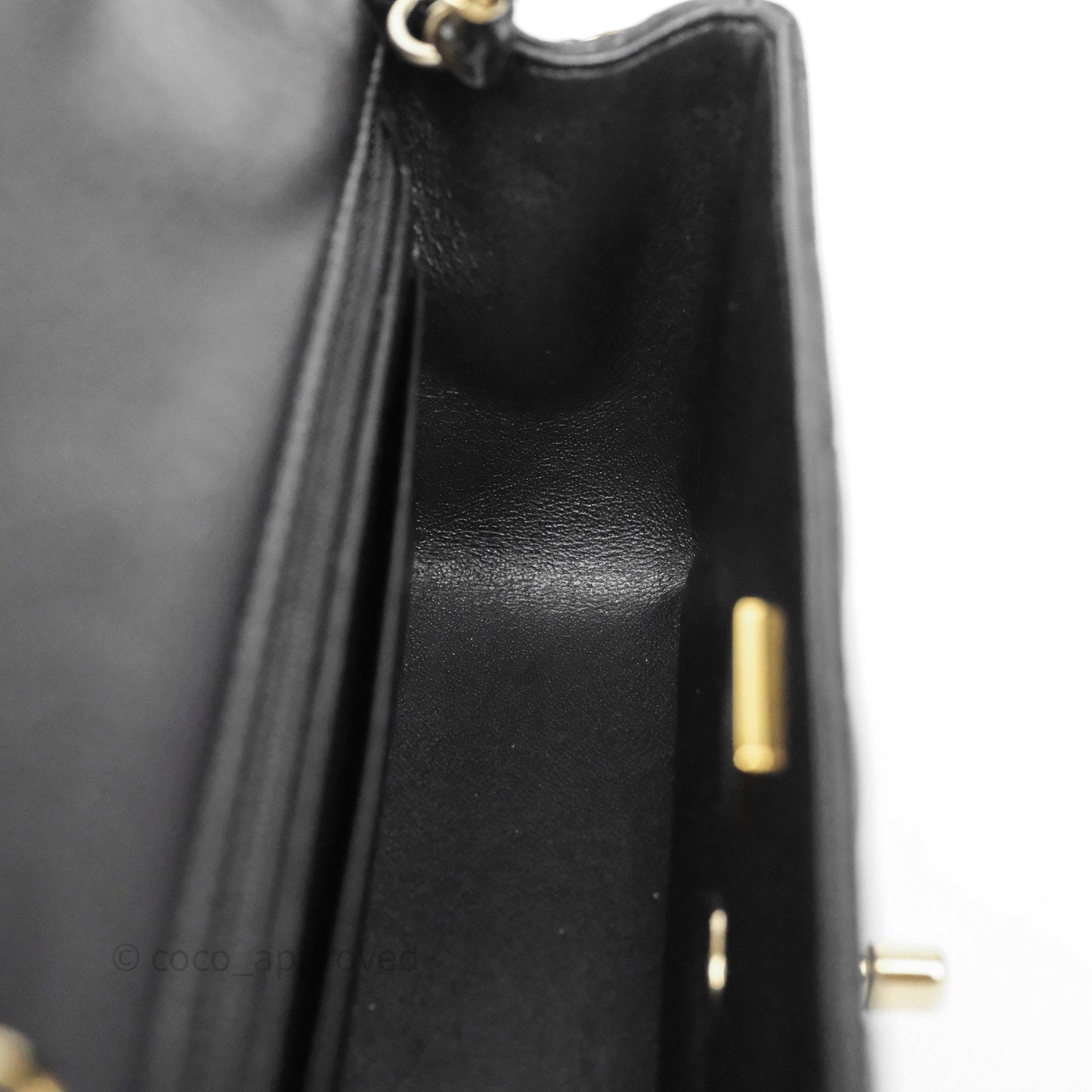 Chanel Quilted Mini Rectangular Black Lambskin Gold Hardware