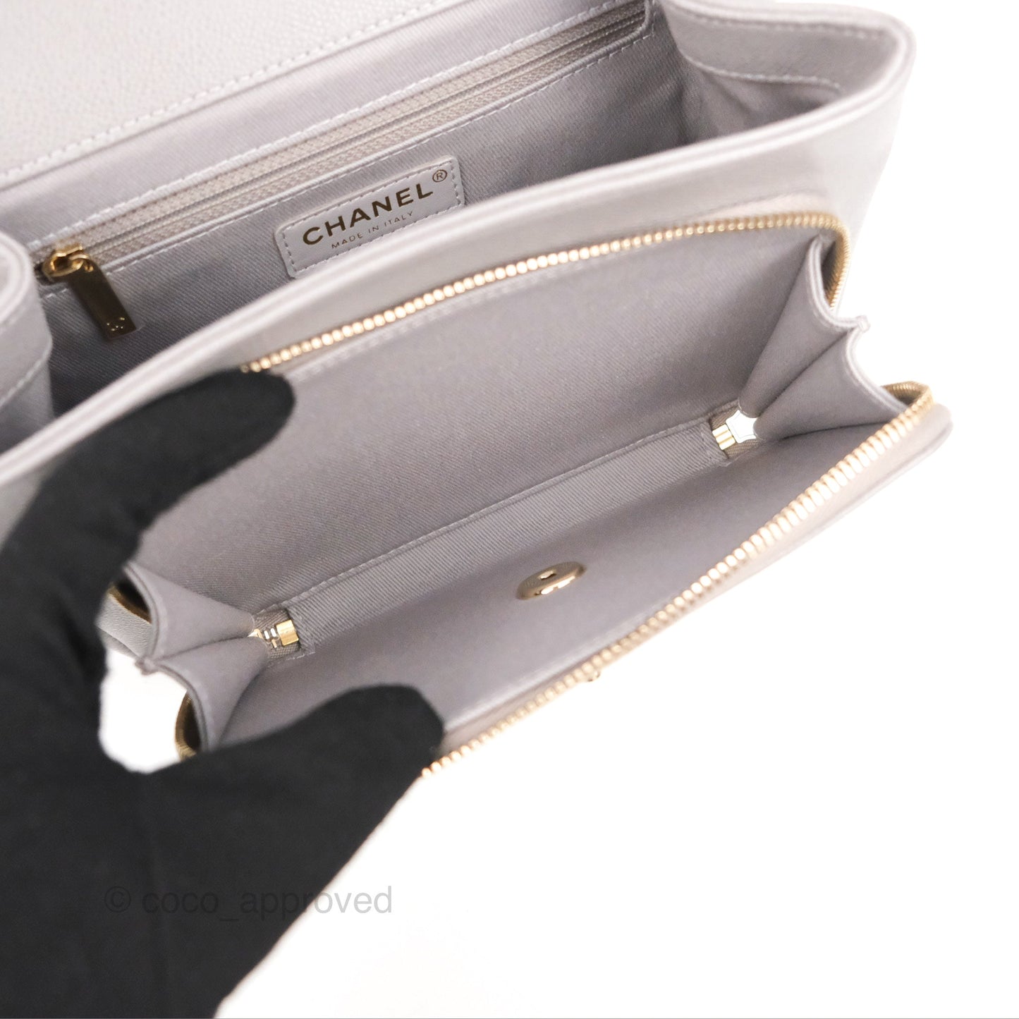 Chanel Quilted Medium Business Affinity Flap Grey Caviar Gold Hardware