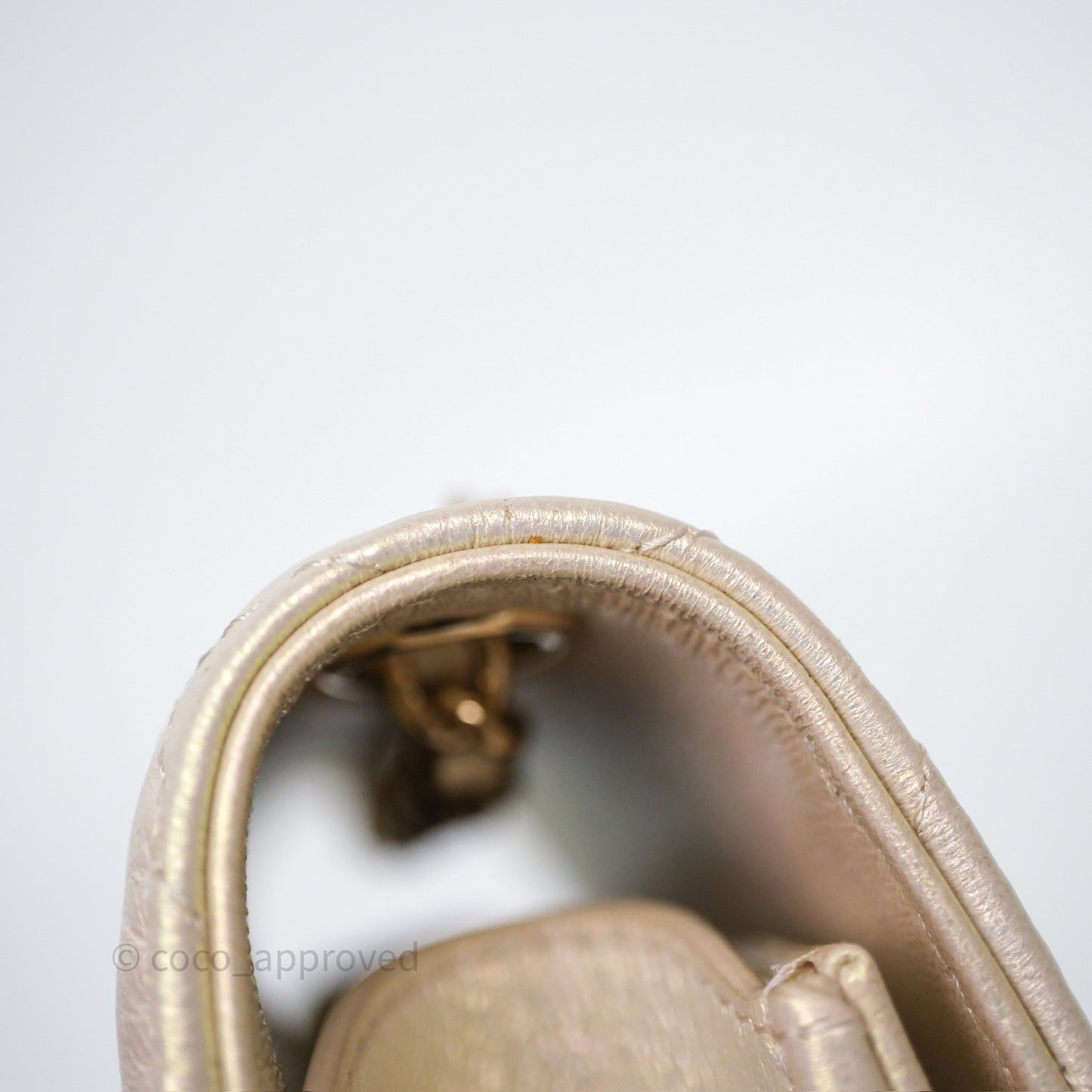 Chanel Classic Quilted Phone Holder Iridescent Pearl Lambskin