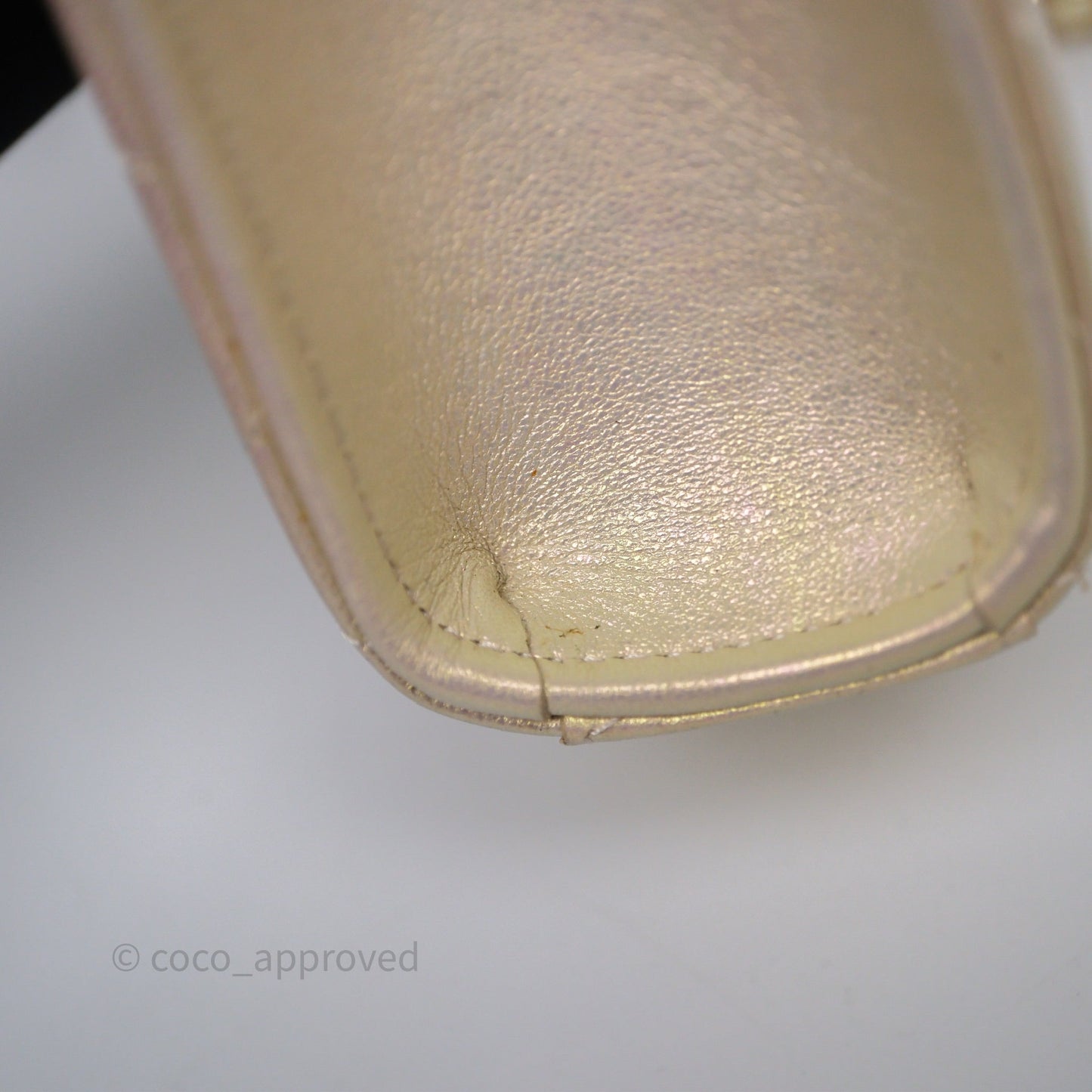 Chanel Classic Quilted Phone Holder Iridescent Pearl Lambskin