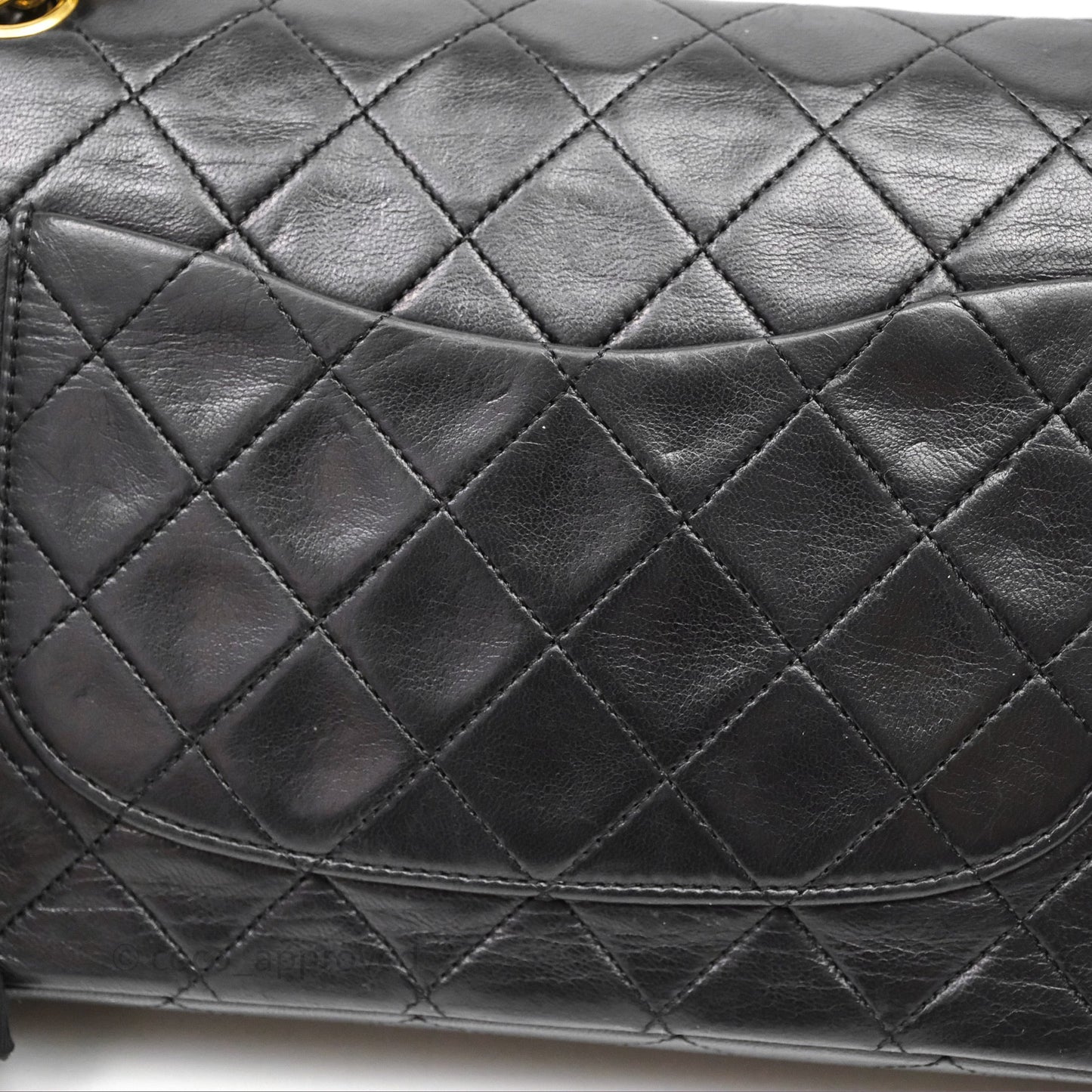 Chanel Classic Vintage Double Flap M/L Black Lambskin Gold Hardware