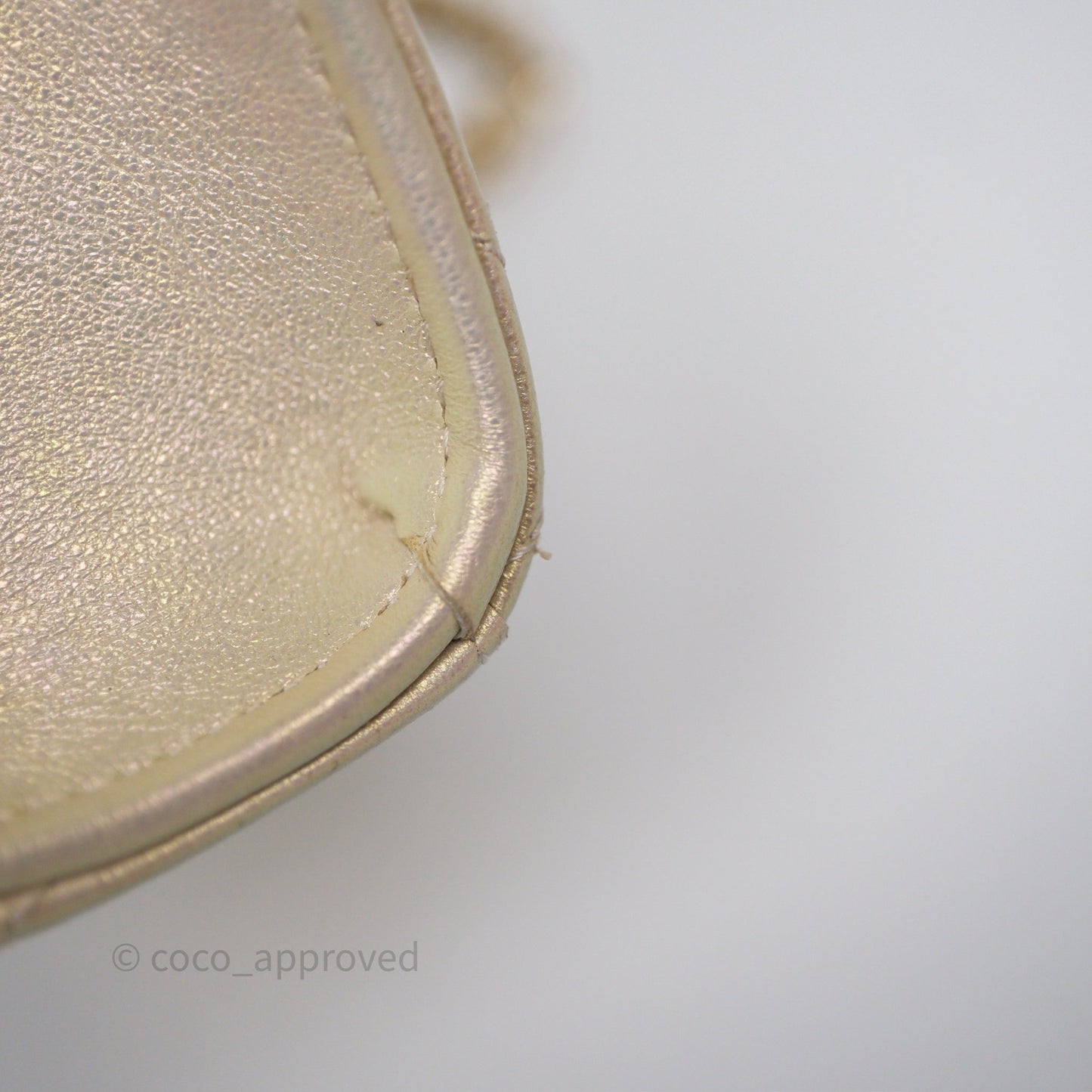 Chanel Classic Quilted Phone Holder Iridescent Pearl Lambskin
