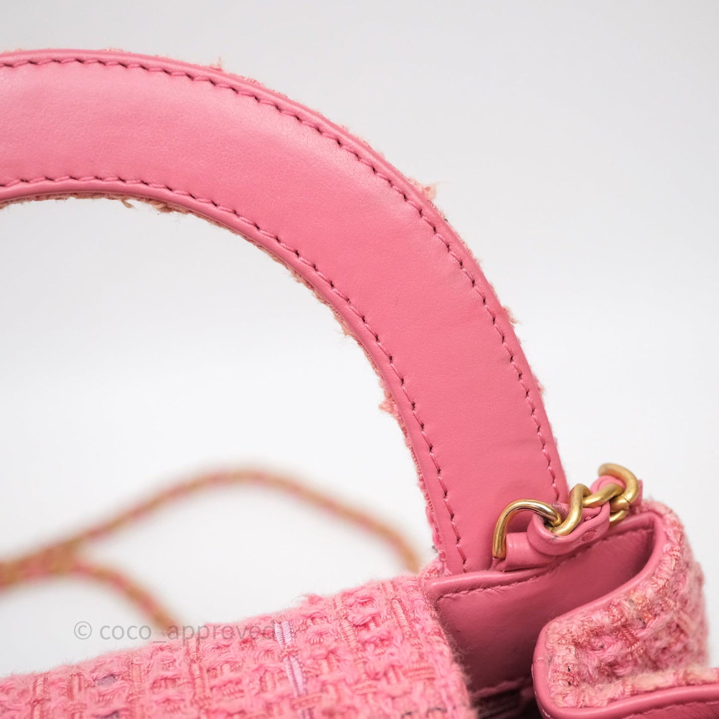 Chanel Kelly Bag Pink Tweed Aged Gold Hardware