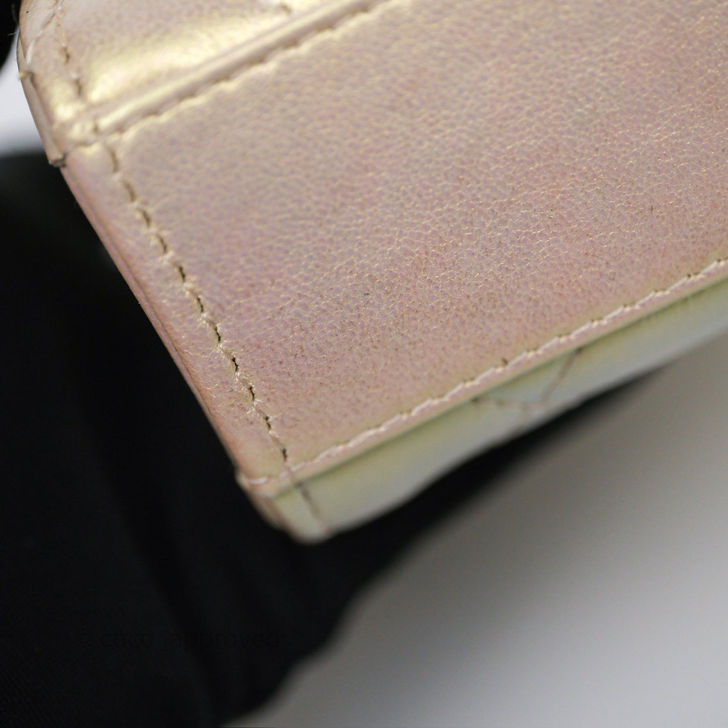 Chanel Classic Quilted Phone Holder Iridescent Pearl Lambskin