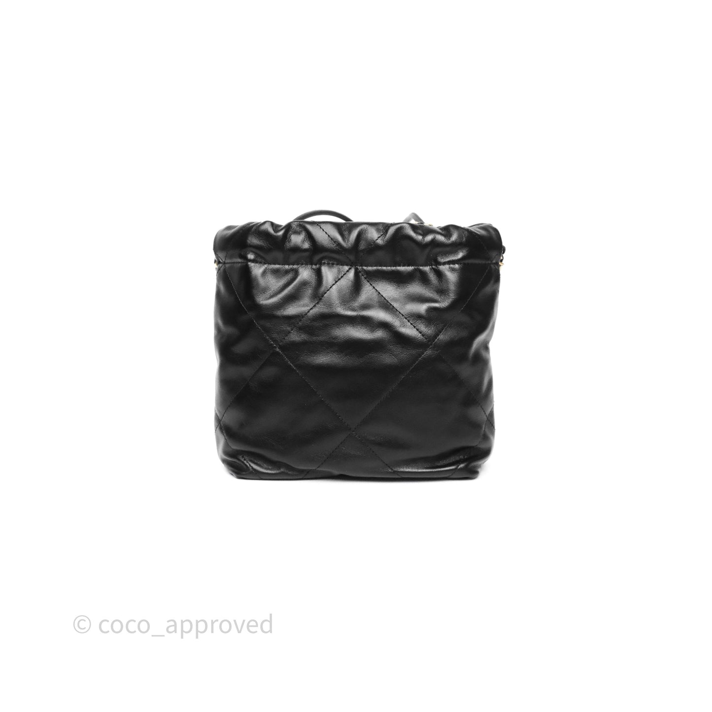 Chanel 22 Mini Bag Black Crumpled Calfskin Aged Gold Hardware