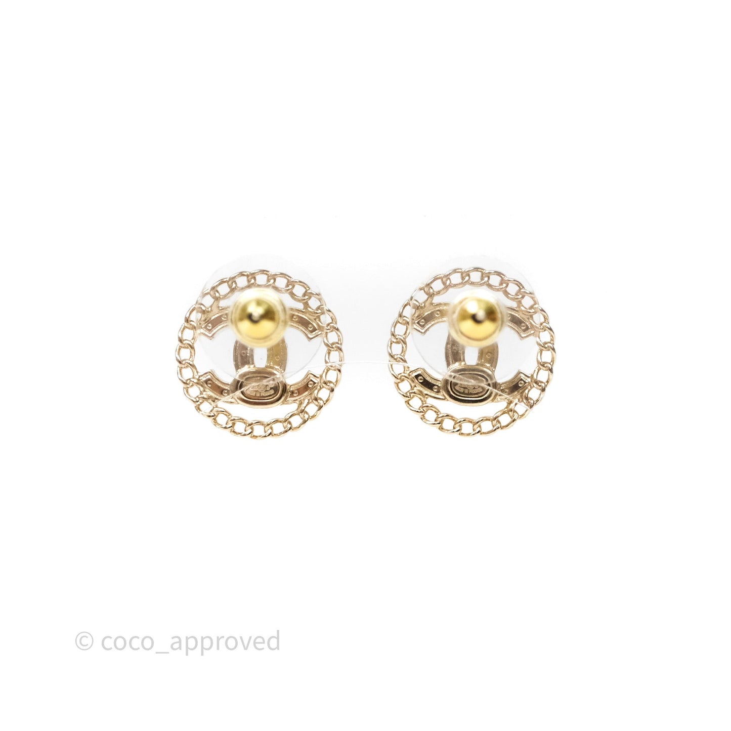 Chanel CC Crystal Round Earrings Gold Tone 25B