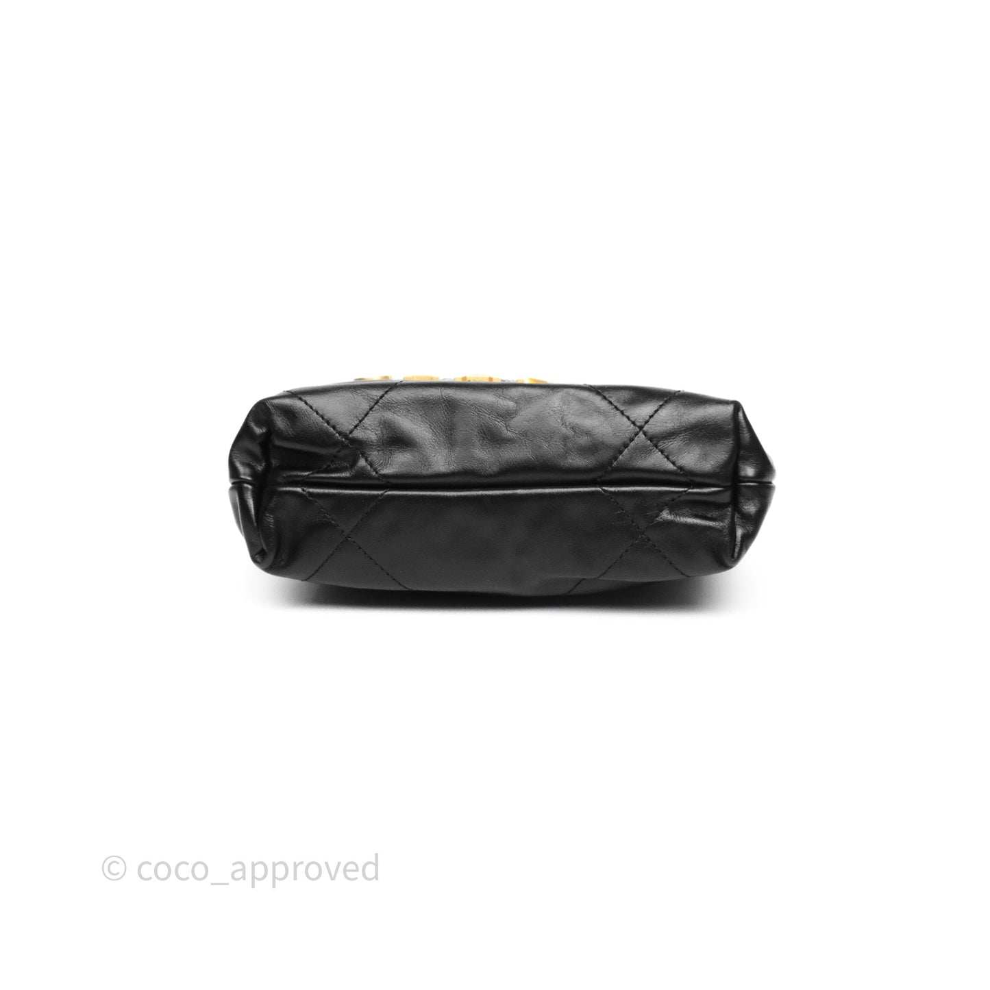 Chanel 22 Mini Bag Black Crumpled Calfskin Aged Gold Hardware