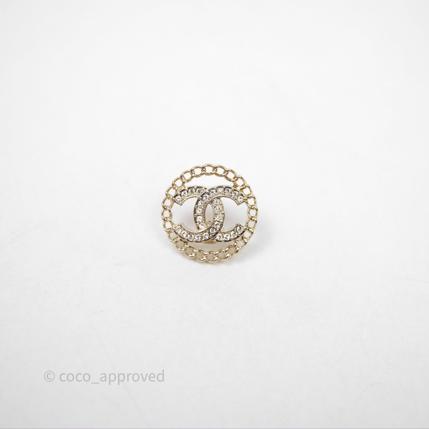 Chanel CC Crystal Round Earrings Gold Tone 25B