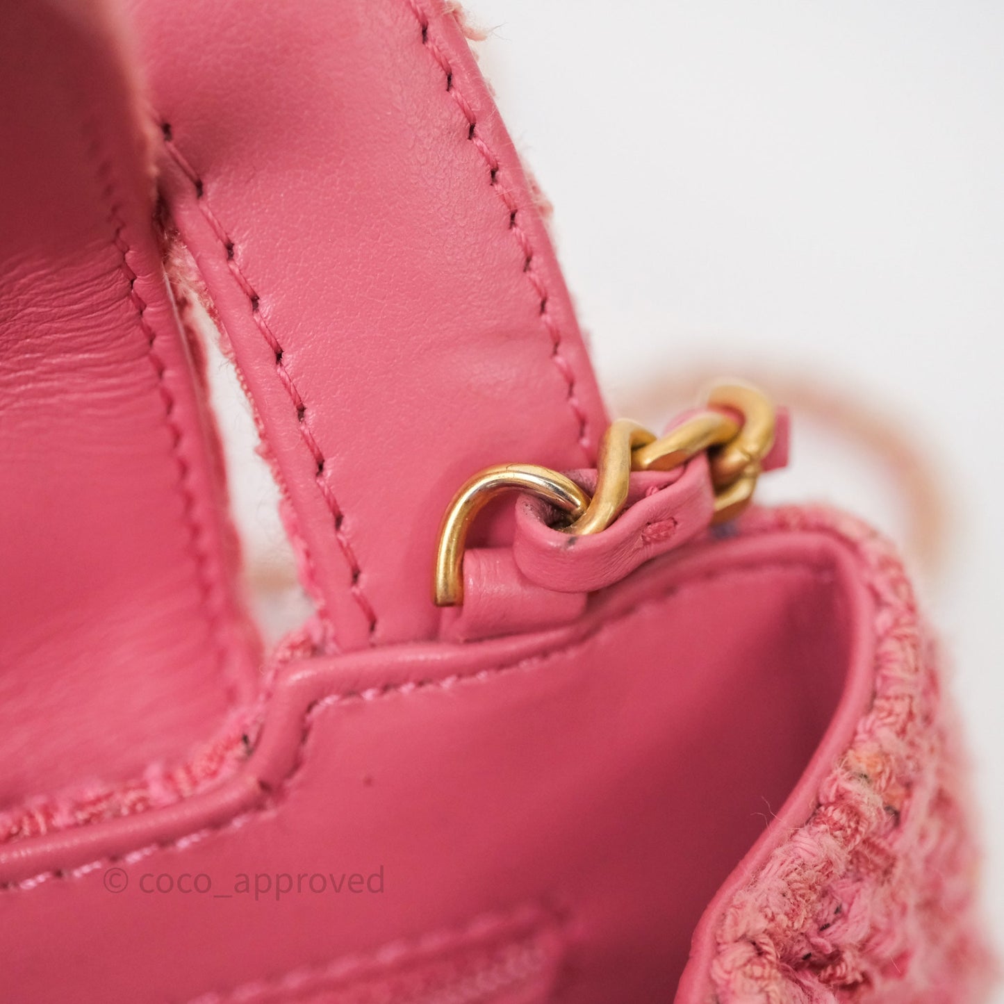 Chanel Kelly Bag Pink Tweed Aged Gold Hardware
