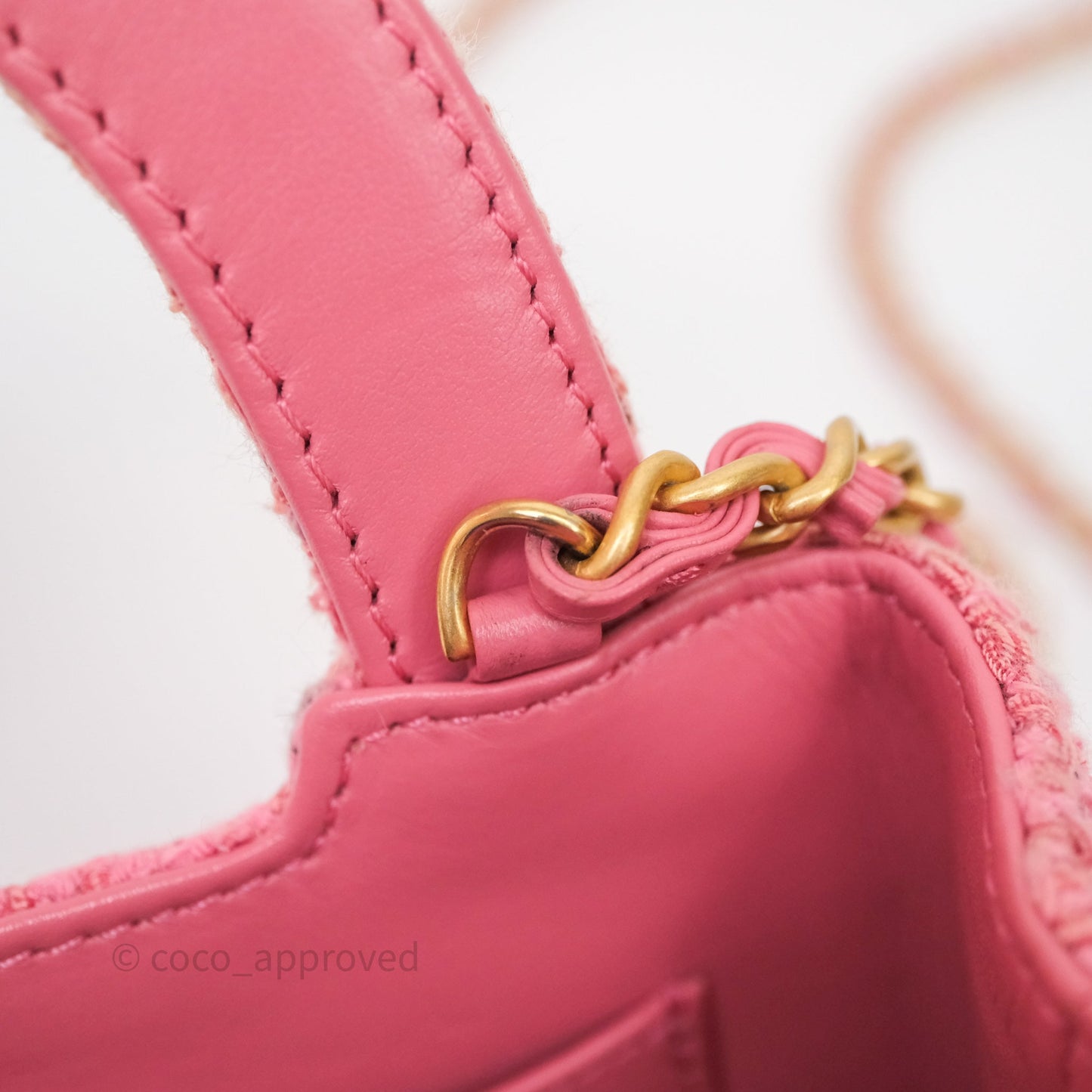 Chanel Kelly Bag Pink Tweed Aged Gold Hardware