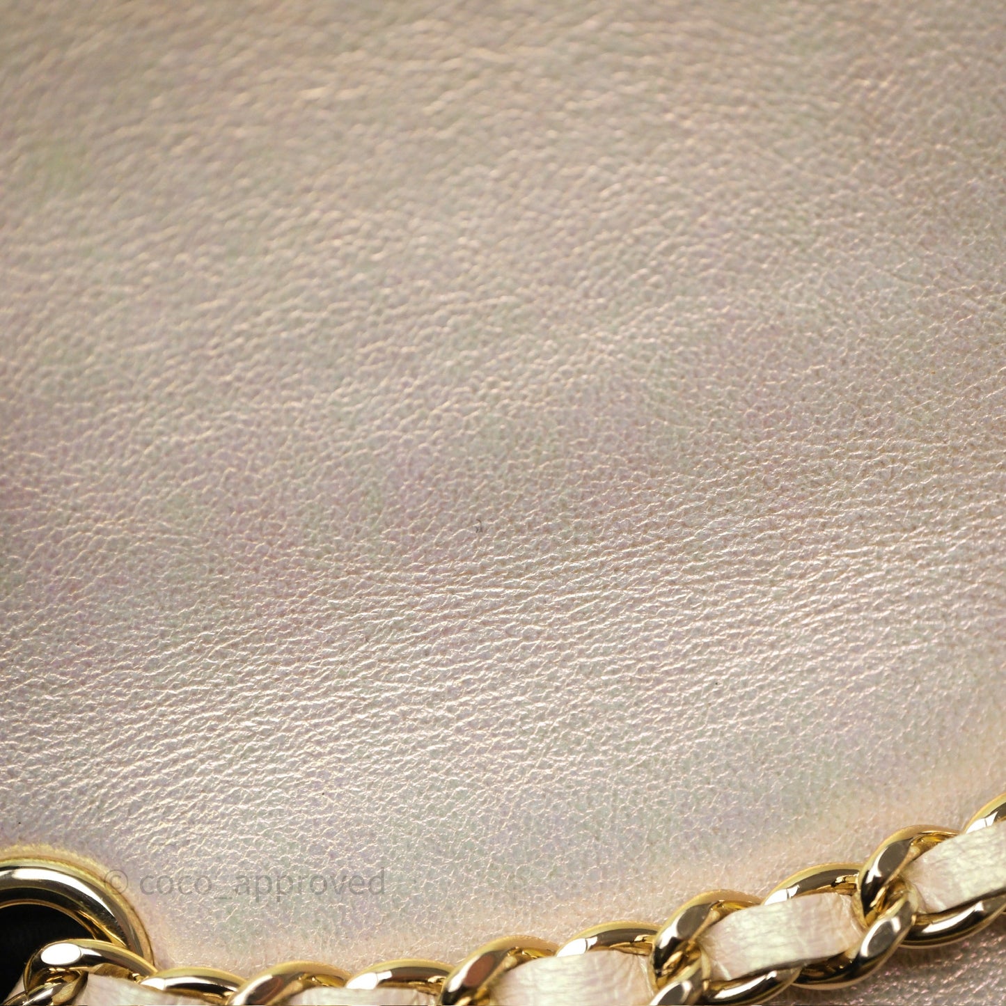Chanel Classic Quilted Phone Holder Iridescent Pearl Lambskin