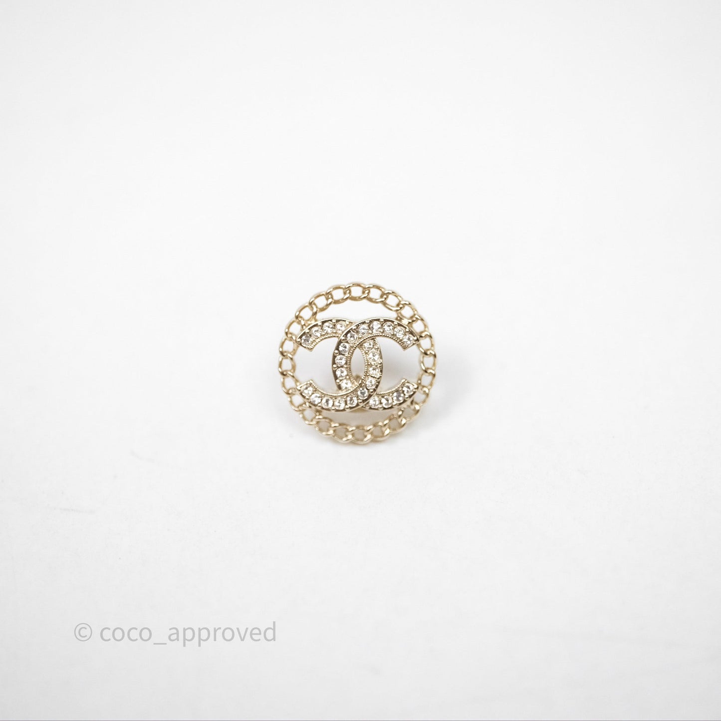 Chanel CC Crystal Round Earrings Gold Tone 25B