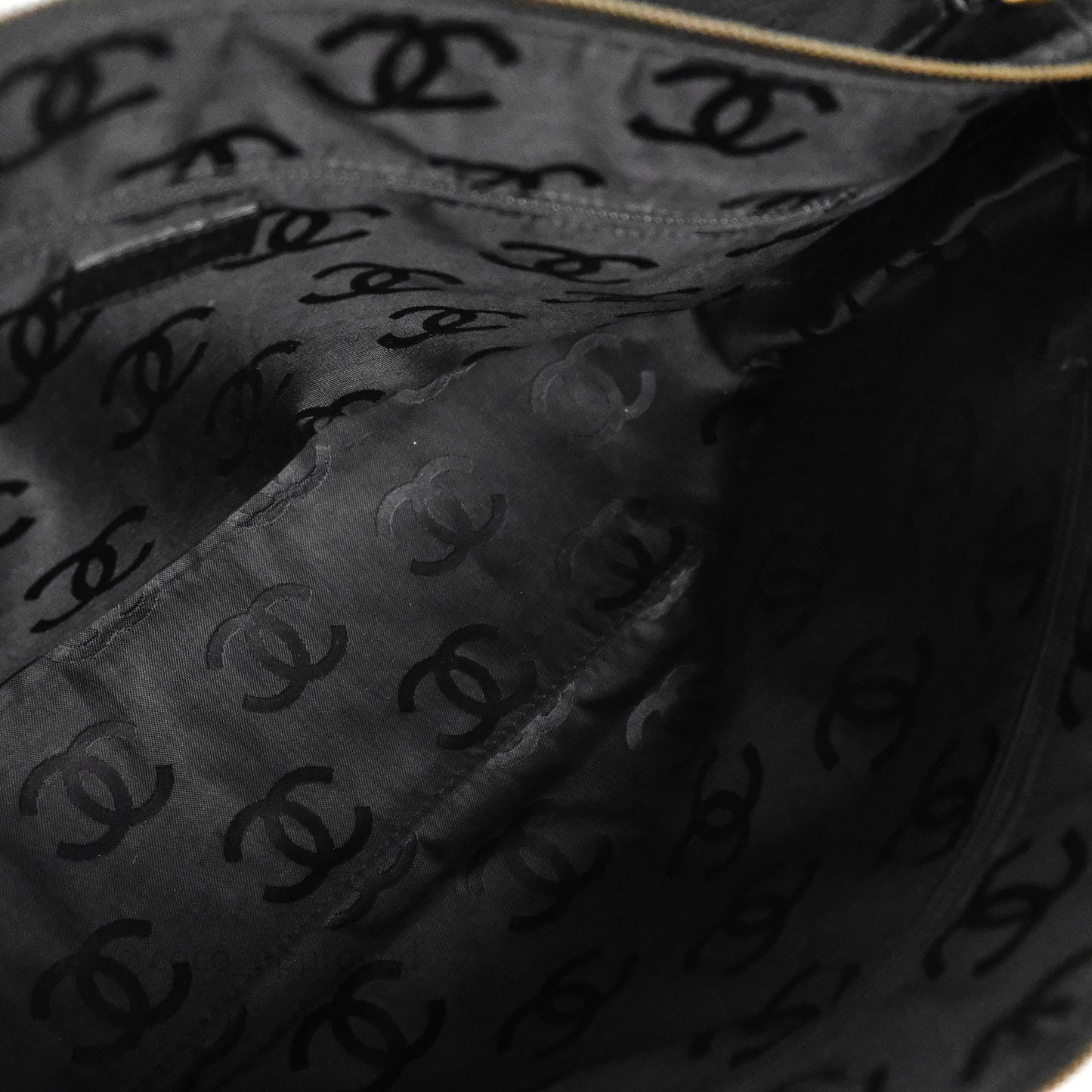 Chanel Vintage Shoulder Bag Quilted Black Suede Aged Gold Hardware