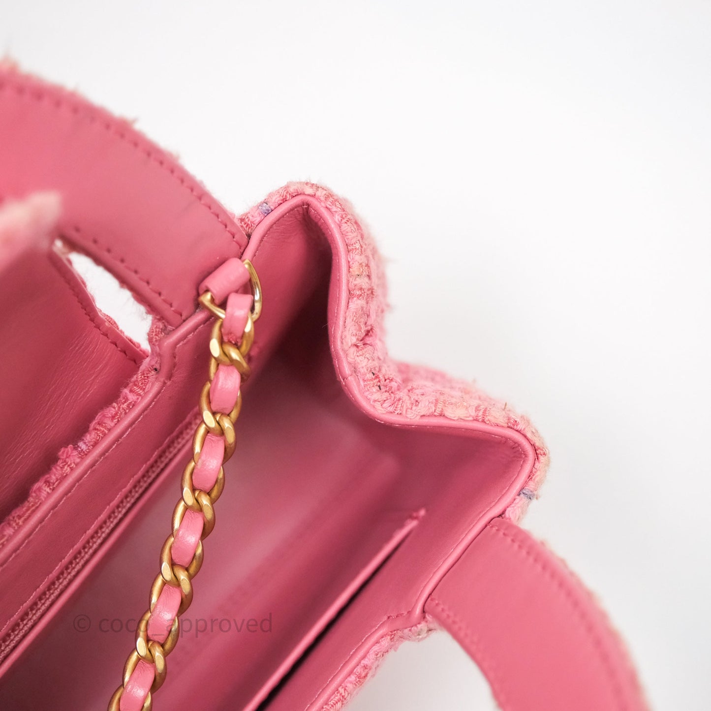 Chanel Kelly Bag Pink Tweed Aged Gold Hardware