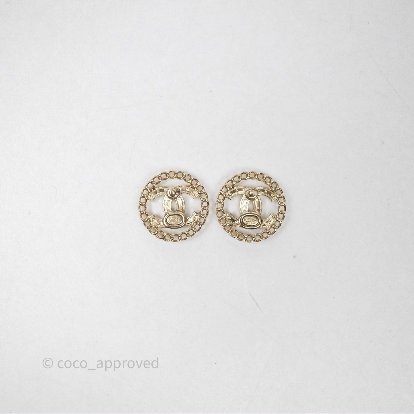 Chanel CC Crystal Round Earrings Gold Tone 25B