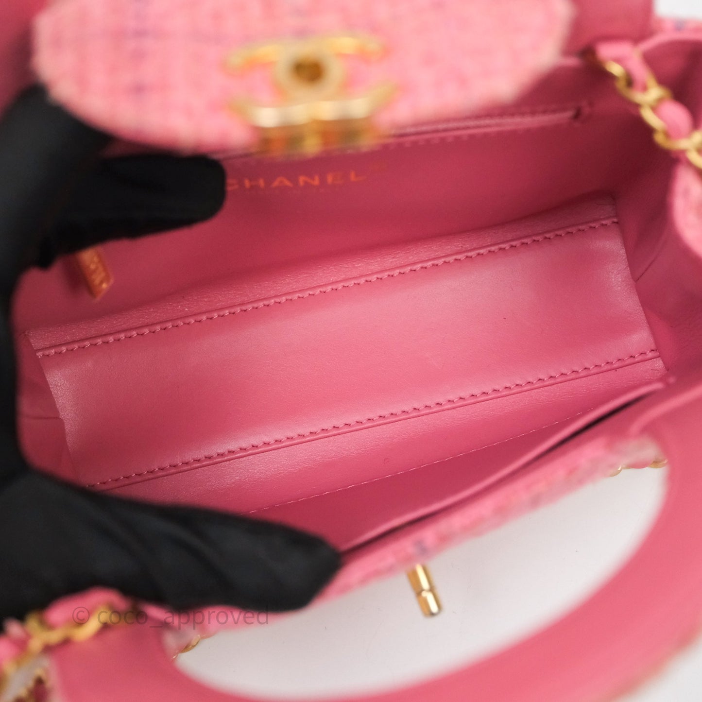 Chanel Kelly Bag Pink Tweed Aged Gold Hardware