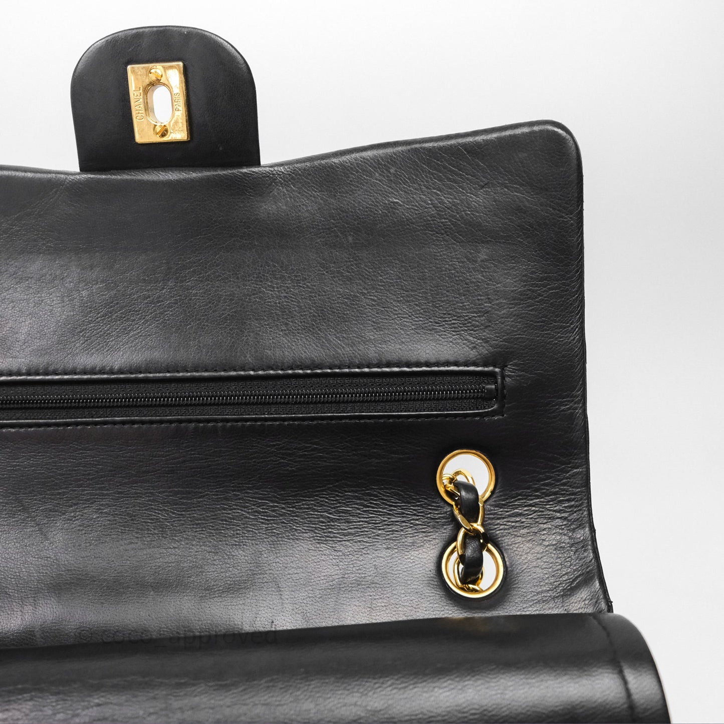Chanel Classic Vintage Double Flap M/L Black Lambskin Gold Hardware