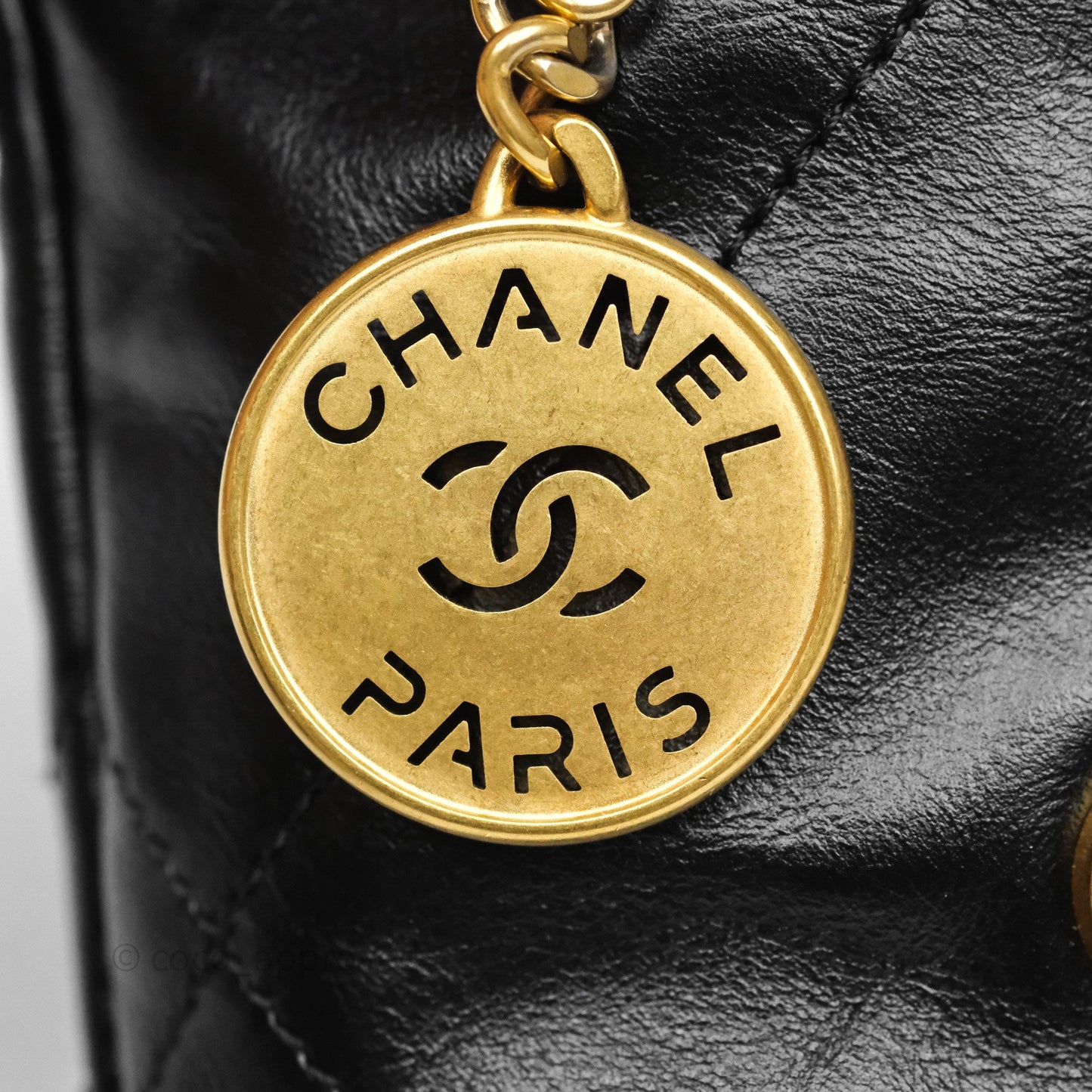 Chanel 22 Mini Bag Black Crumpled Calfskin Aged Gold Hardware