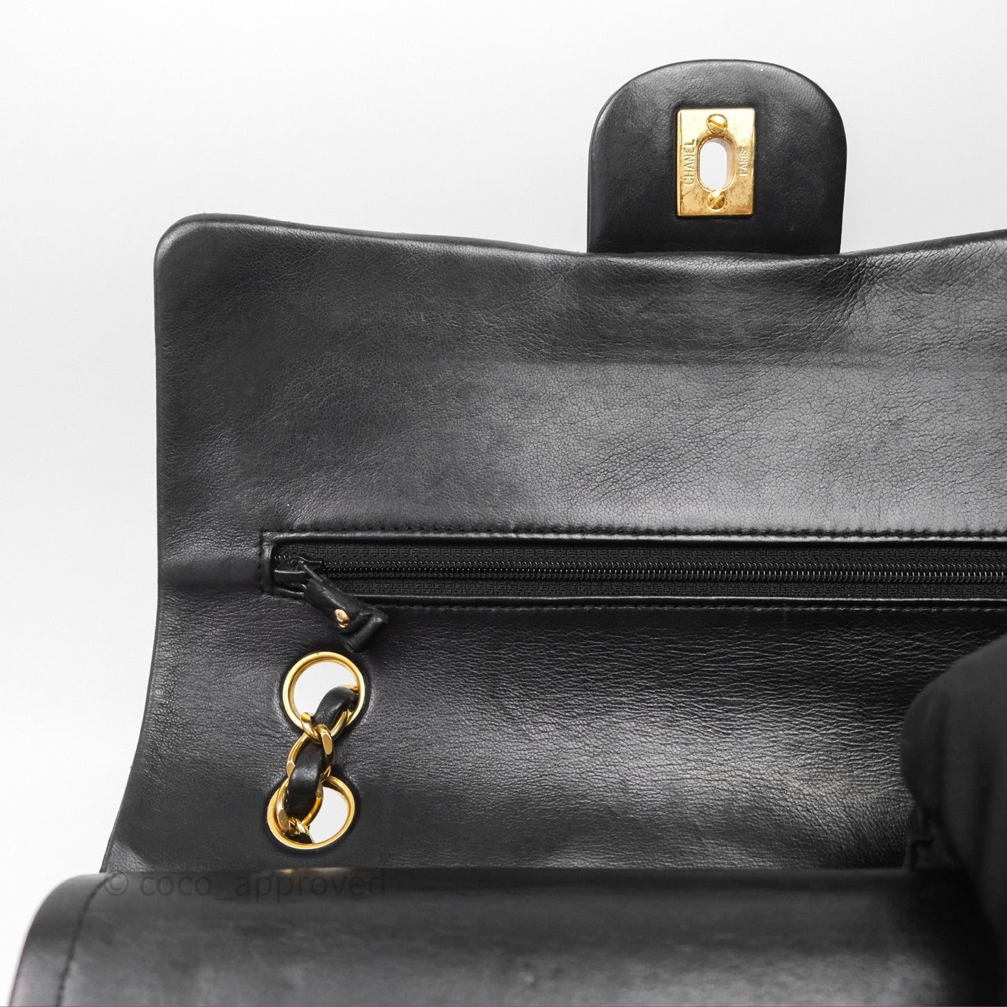 Chanel Classic Vintage Double Flap M/L Black Lambskin Gold Hardware