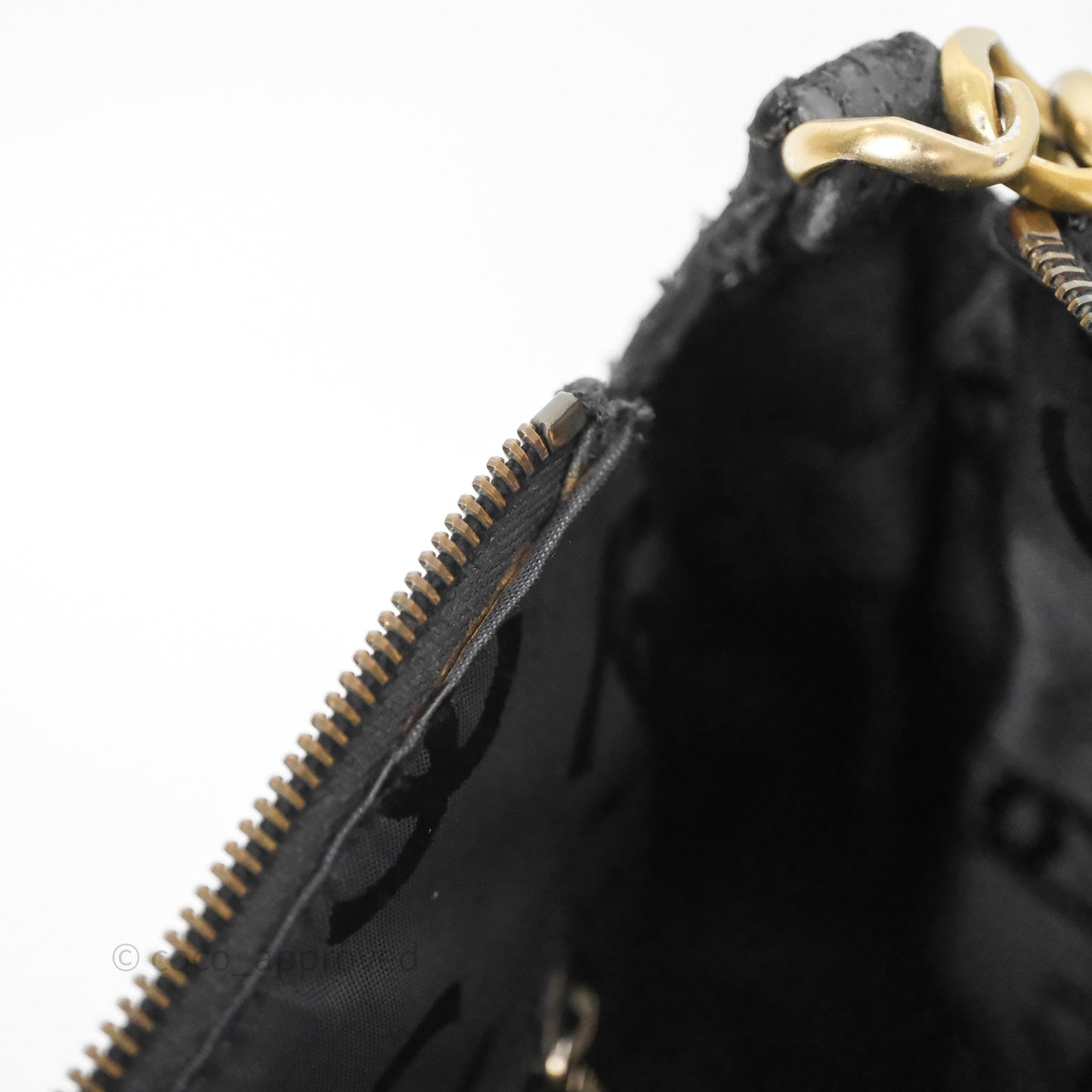 Chanel Vintage Shoulder Bag Quilted Black Suede Aged Gold Hardware