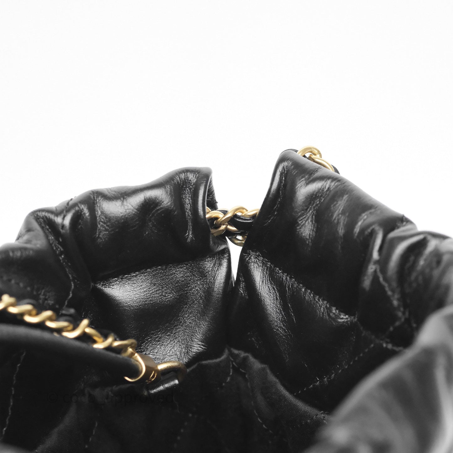 Chanel 22 Mini Bag Black Crumpled Calfskin Aged Gold Hardware
