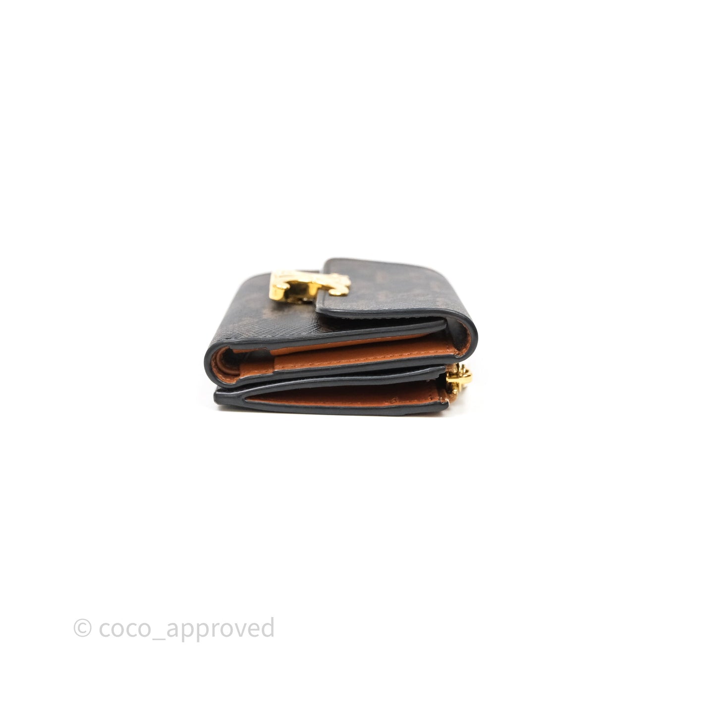 Celine Compact Wallet with Coin Triomphe Canvas Tan Lambskin