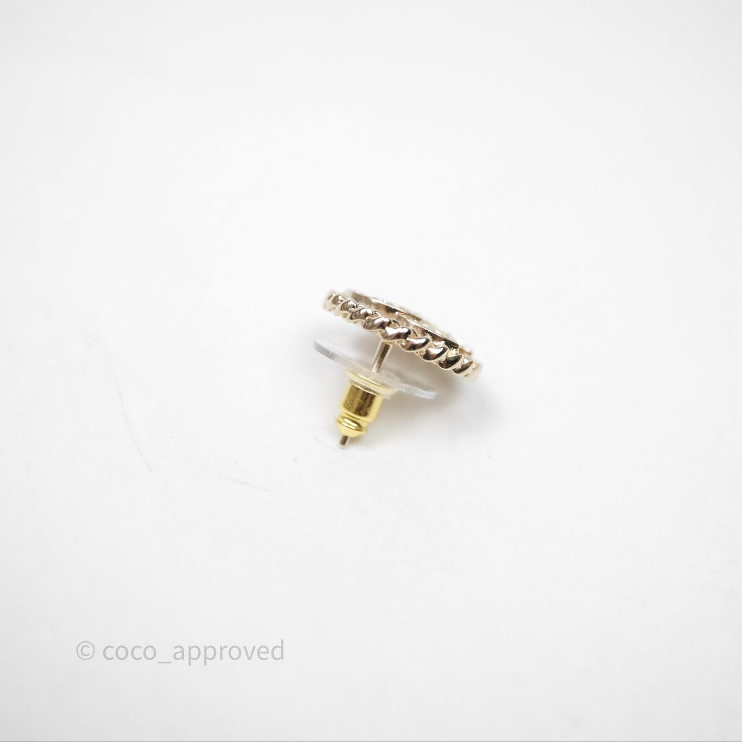 Chanel CC Crystal Round Earrings Gold Tone 25B