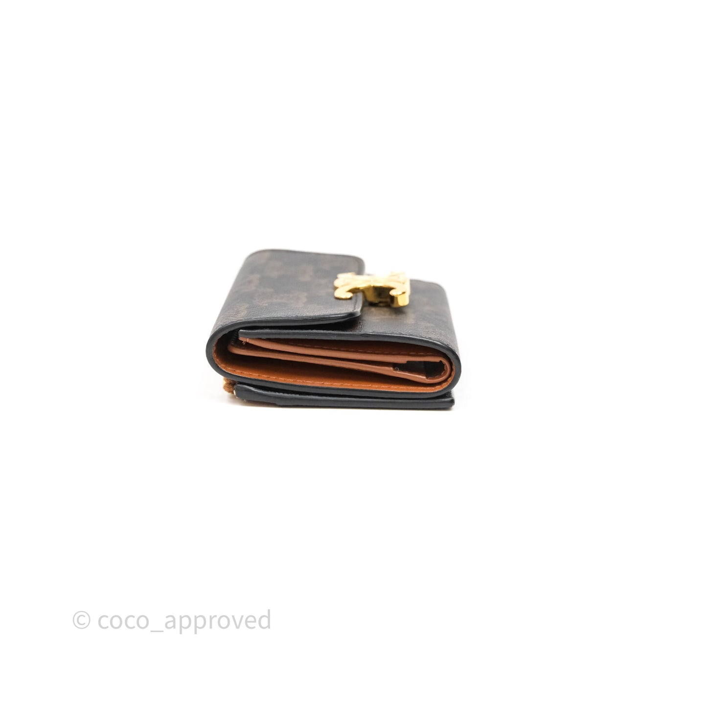 Celine Compact Wallet with Coin Triomphe Canvas Tan Lambskin