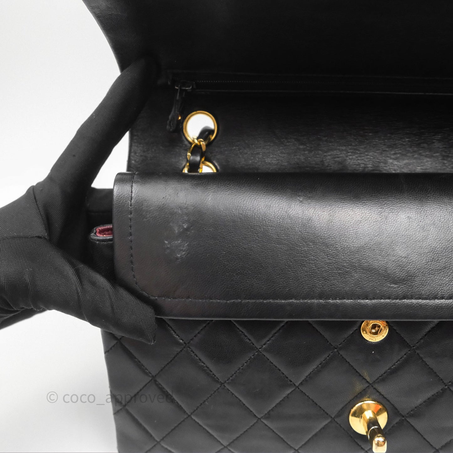 Chanel Classic Vintage Double Flap M/L Black Lambskin Gold Hardware