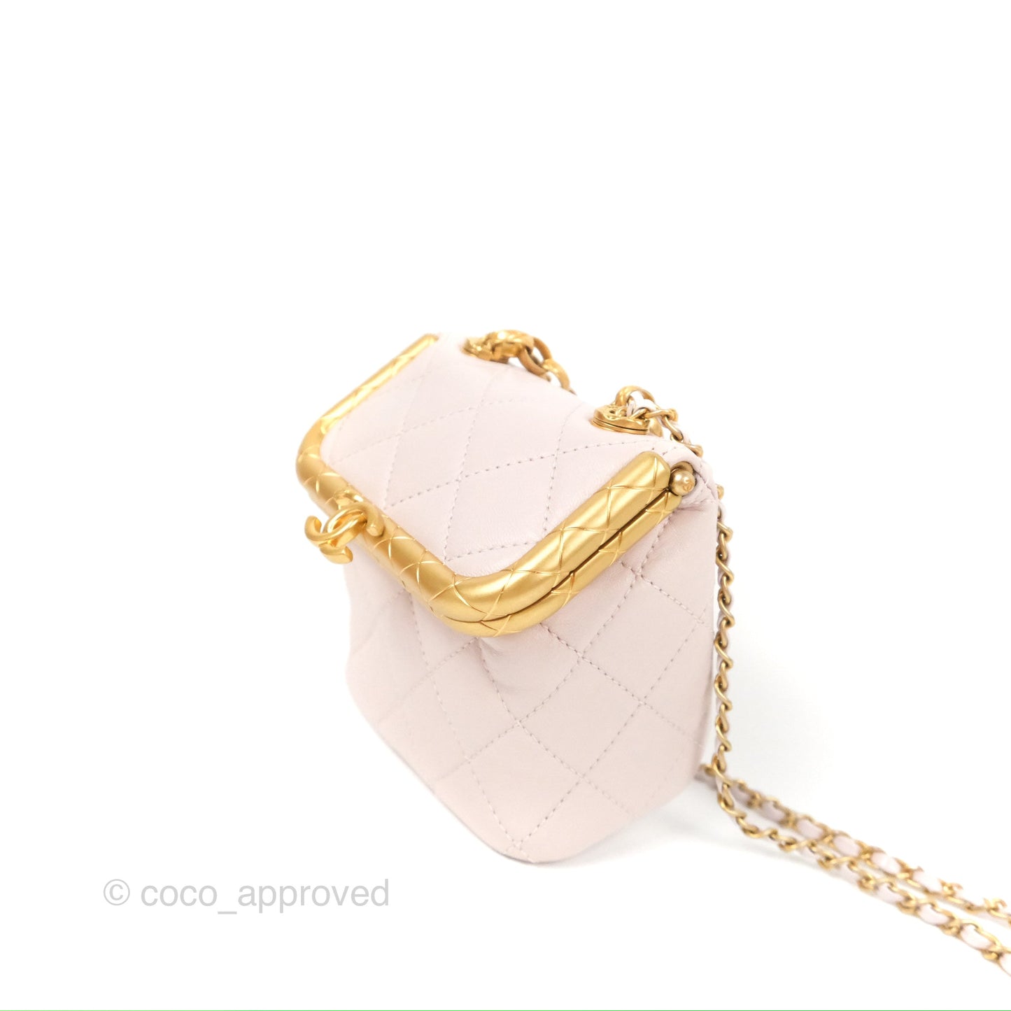 Chanel Kiss Lock Mini Vanity Pink Lambskin Gold Hardware