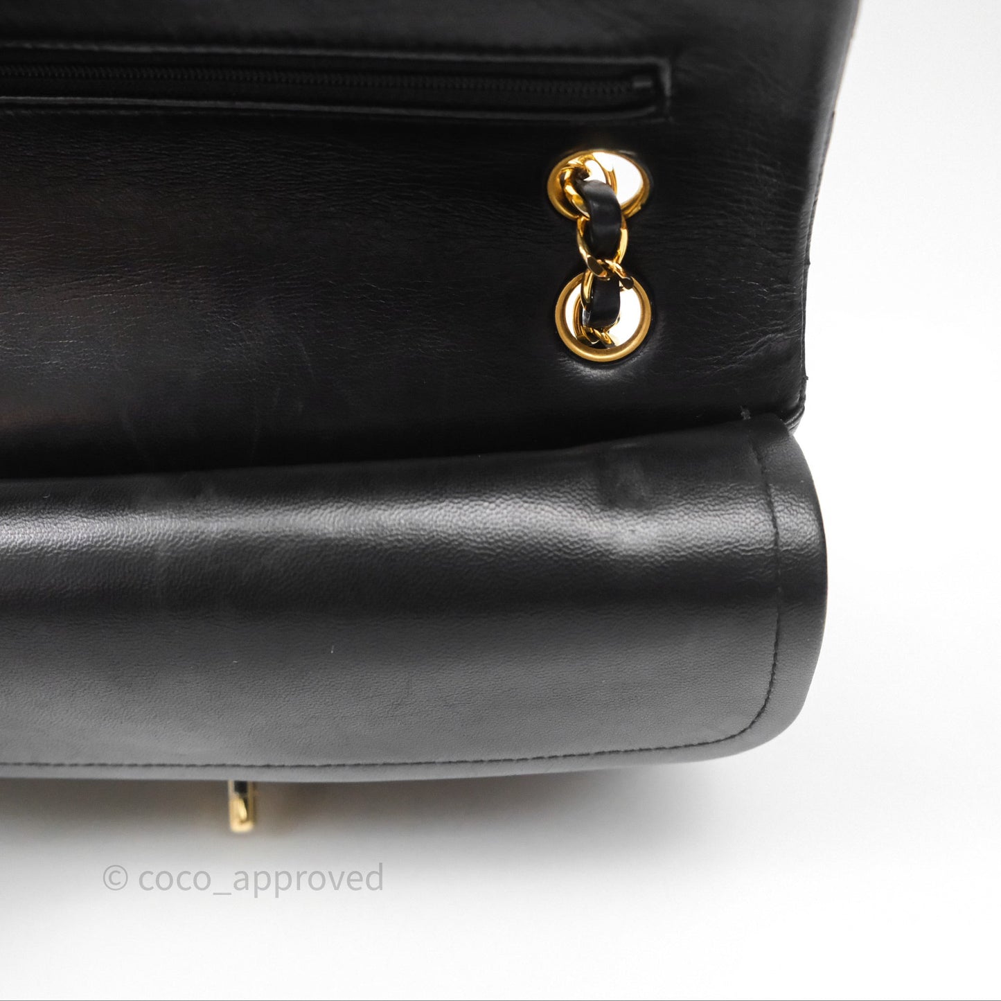 Chanel Classic Vintage Double Flap M/L Black Lambskin Gold Hardware