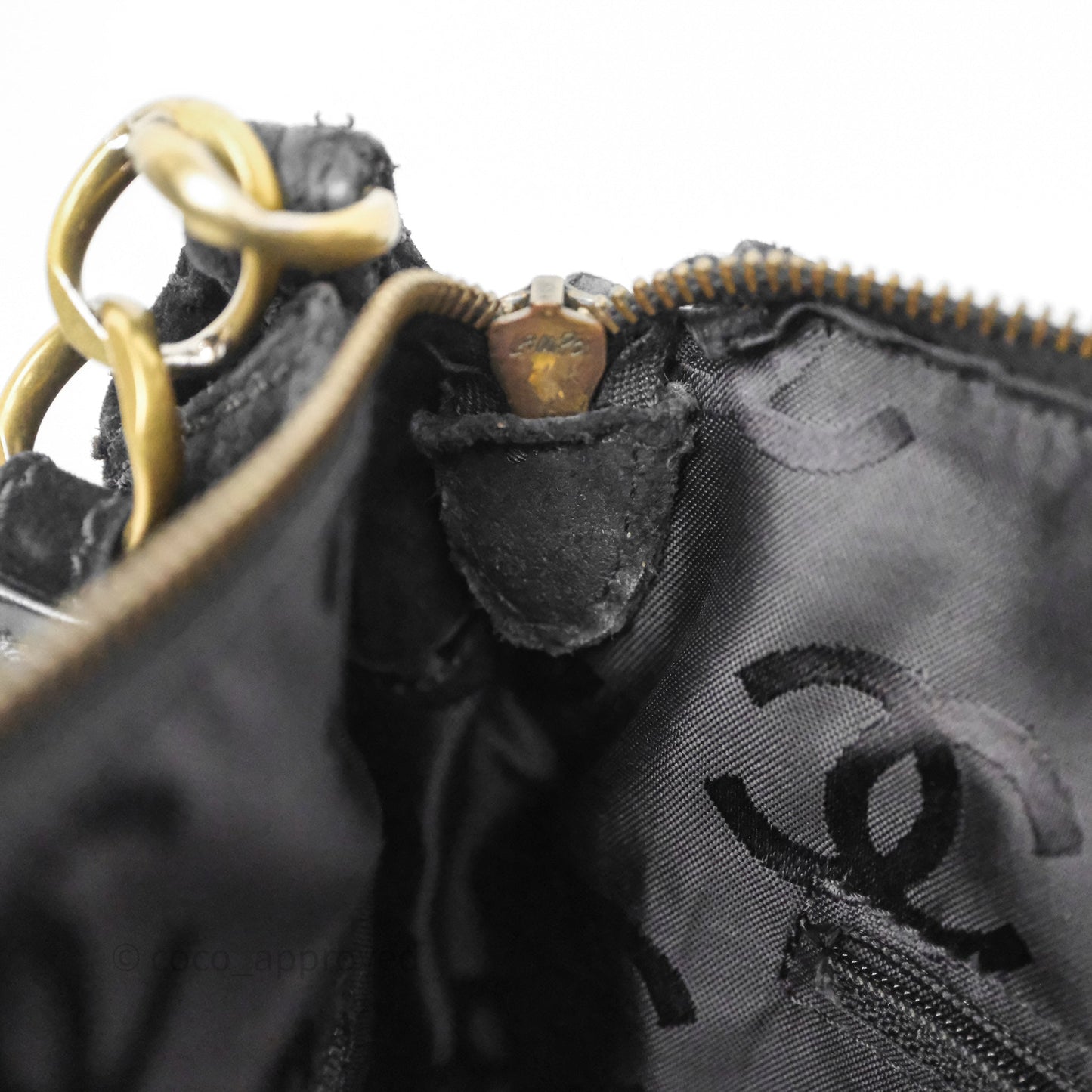 Chanel Vintage Shoulder Bag Quilted Black Suede Aged Gold Hardware