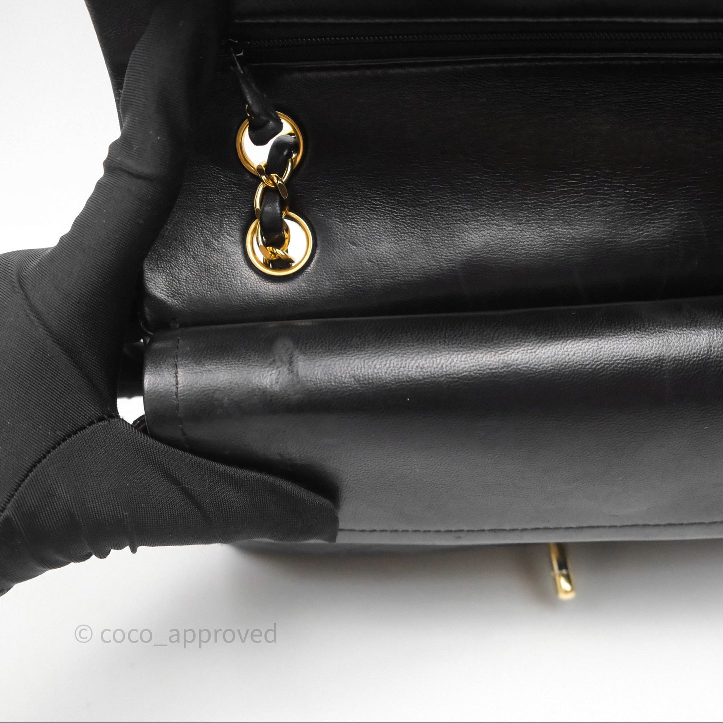 Chanel Classic Vintage Double Flap M/L Black Lambskin Gold Hardware
