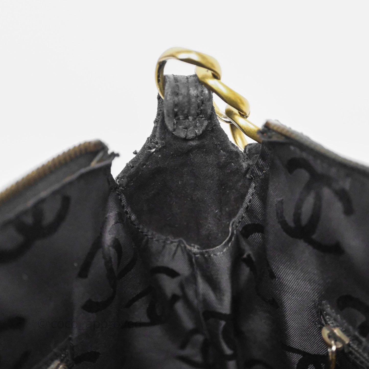 Chanel Vintage Shoulder Bag Quilted Black Suede Aged Gold Hardware