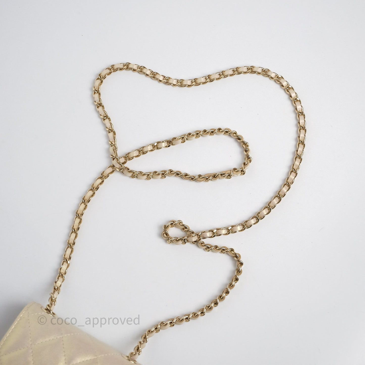 Chanel Classic Quilted Phone Holder Iridescent Pearl Lambskin
